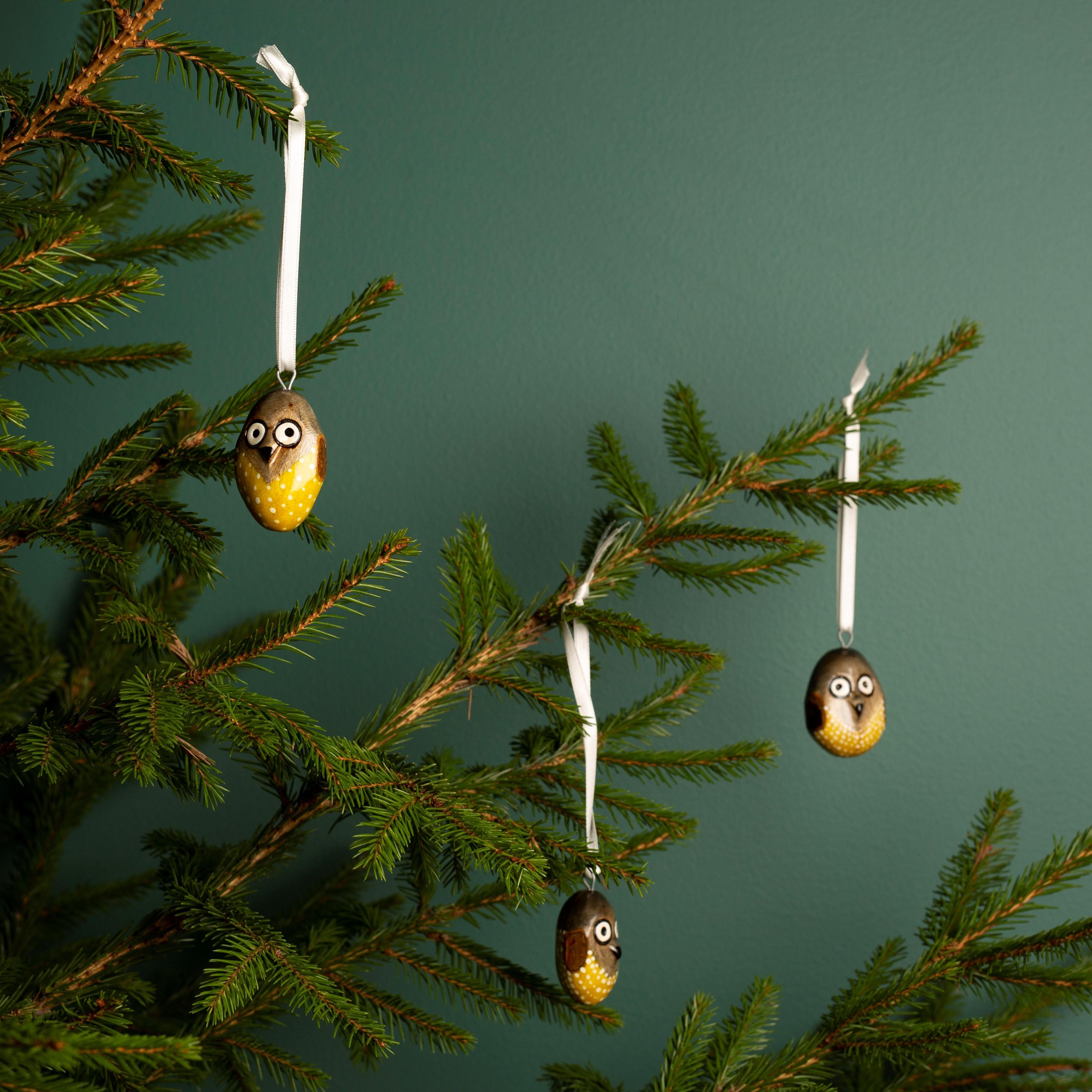 Wooden ornament | Yellow owl