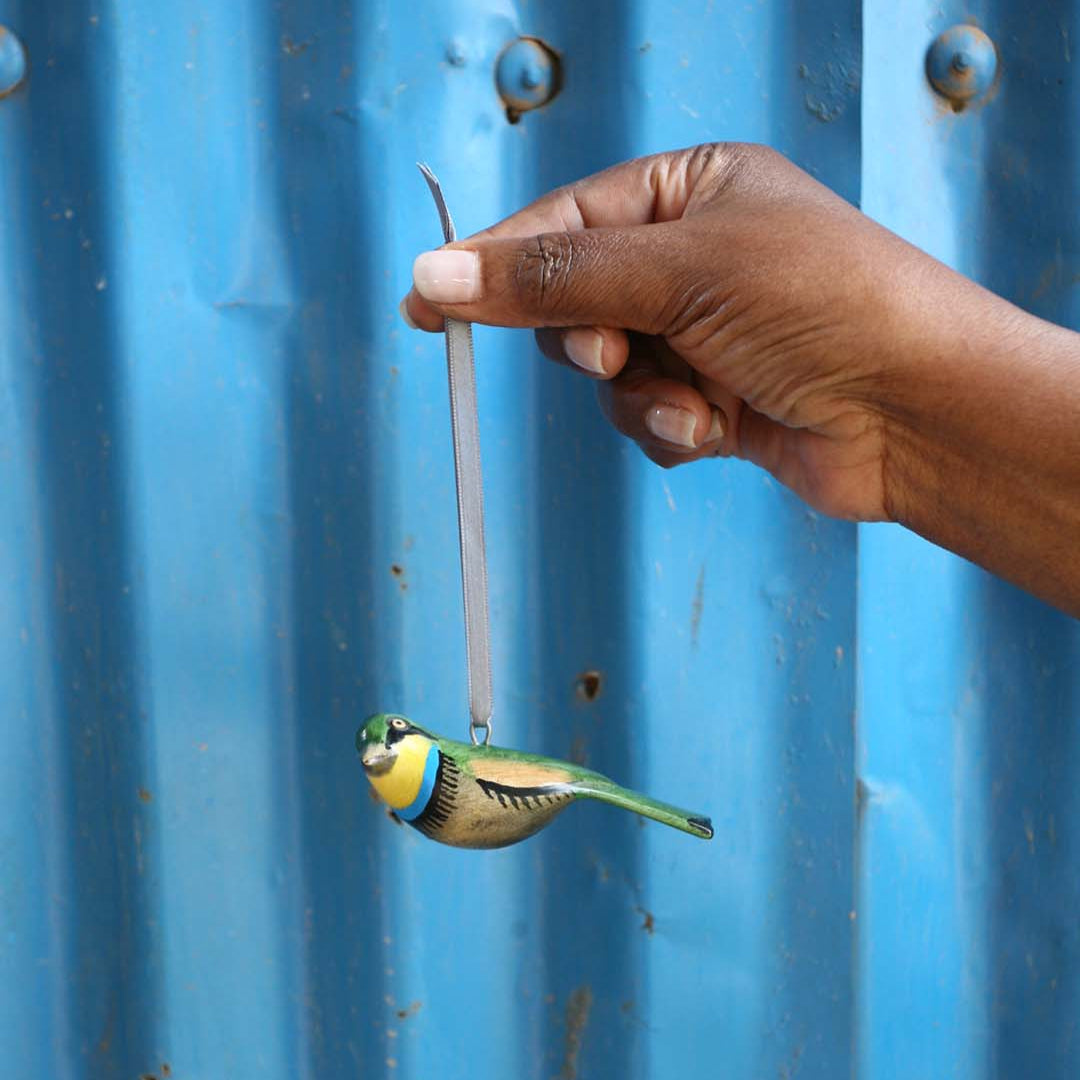 Handmade fair trade Jacaranda wood Wooden ornament | Bee eater wooden ornament bee eater handmade fair trade