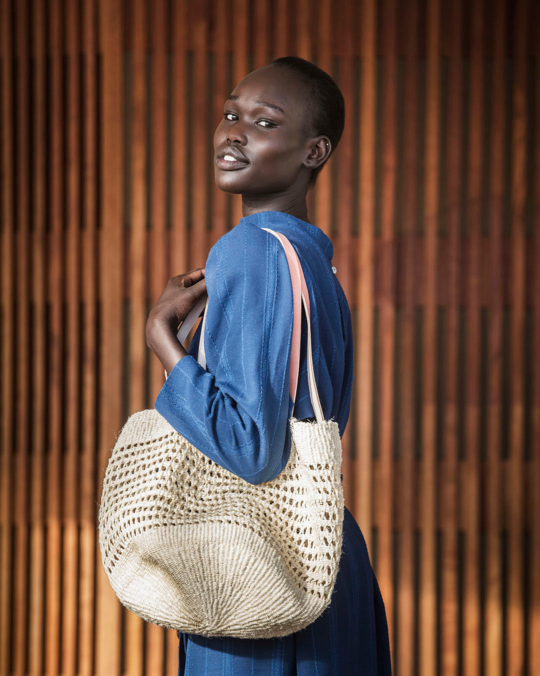 Natural lace pattern Kiondo shopper