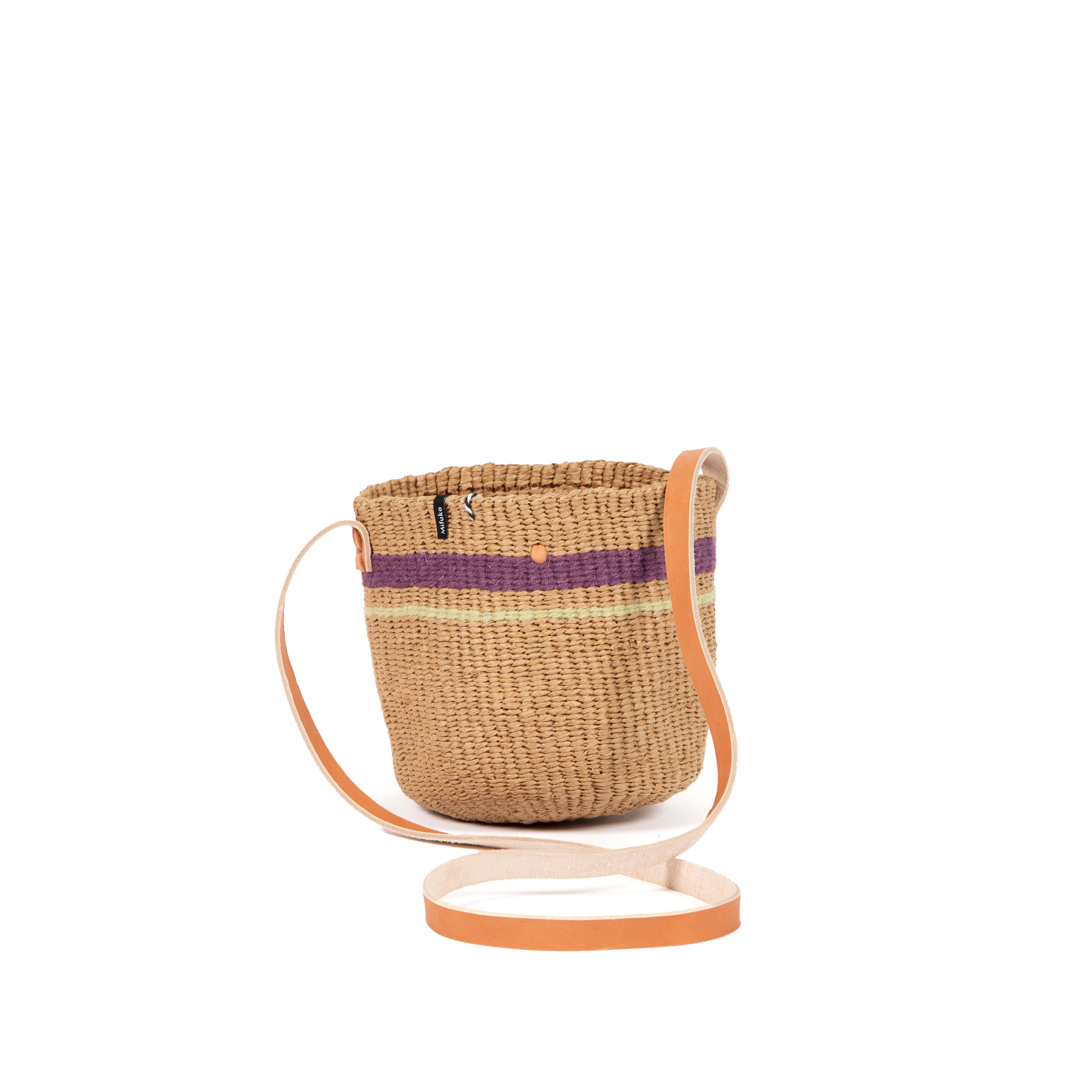 Mifuko Wool and paper Shopper basket Pamba shopper basket | Lilac two stripes XS
