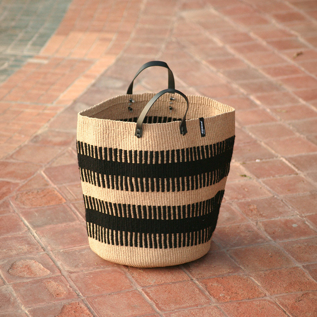 Pamba market basket | Black rib weave L