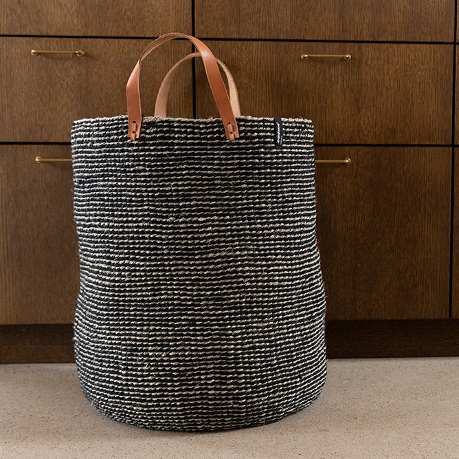 Pamba floor basket | Grey sisal with handles XL