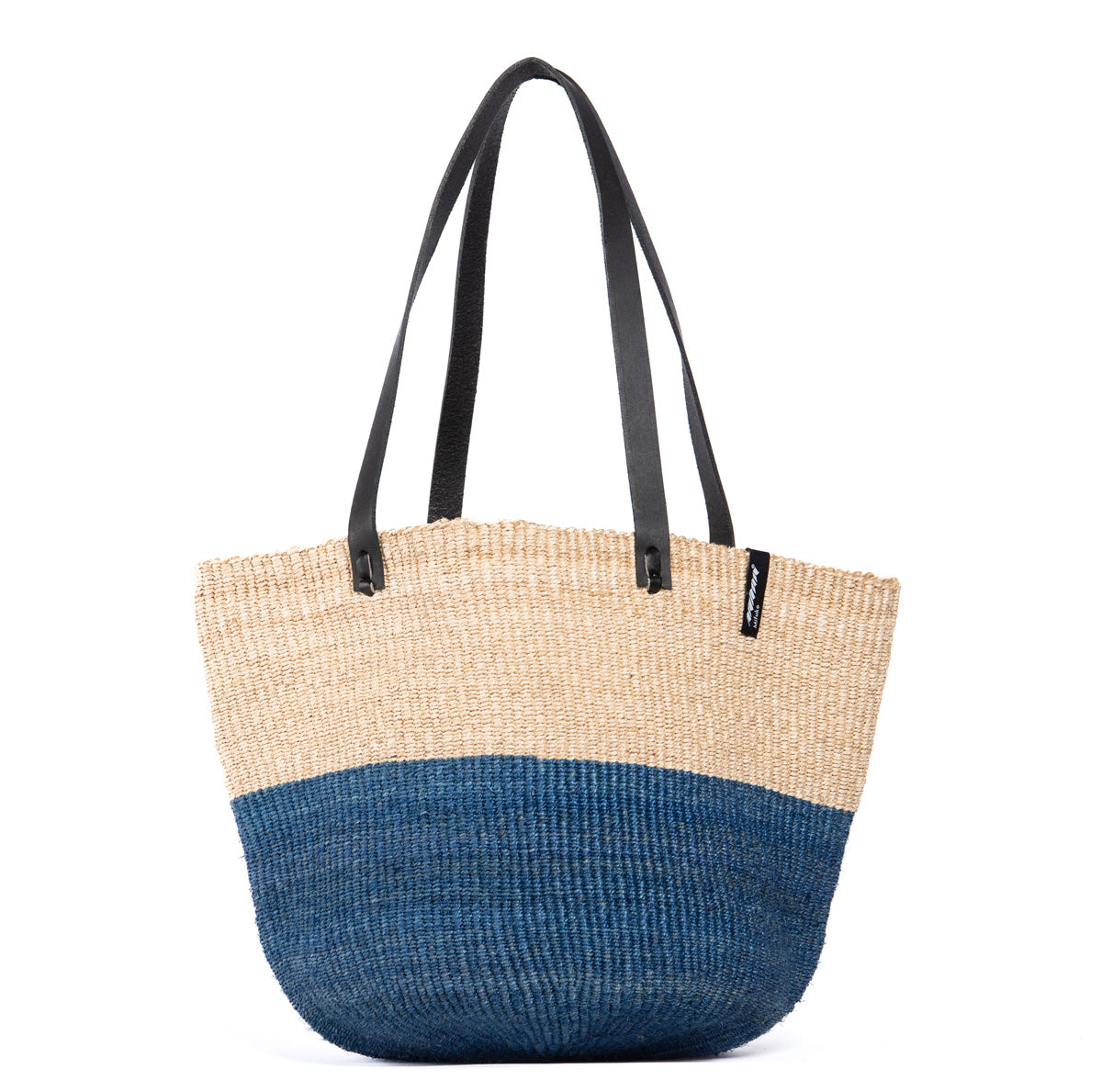 Majani Shopper basket | Duo blue | black leather M