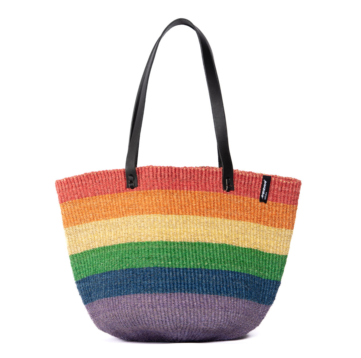 Majani Shopper basket | Rainbow | black leather M