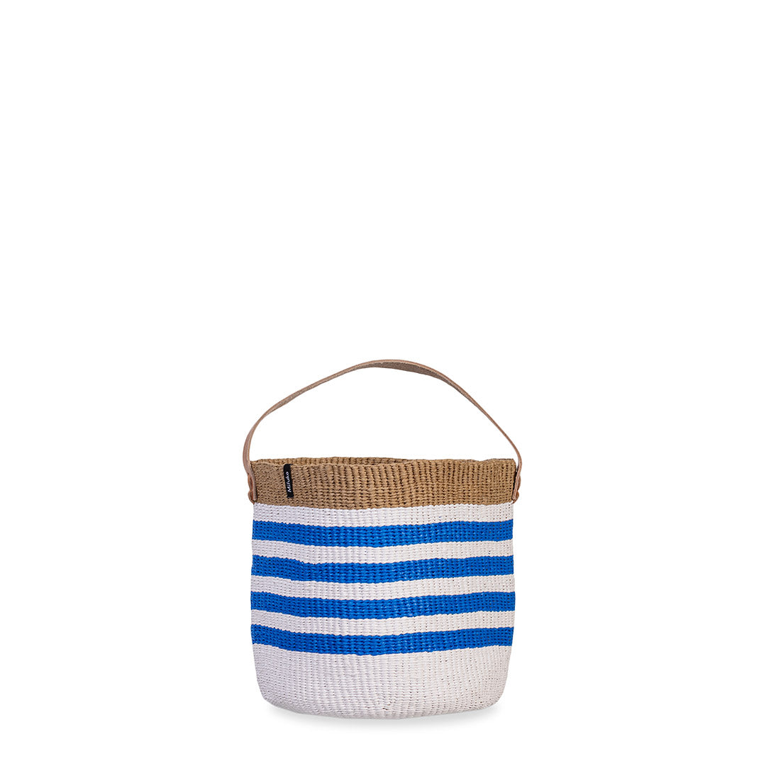 Kiondo basket | Thin stripe blue with handle S