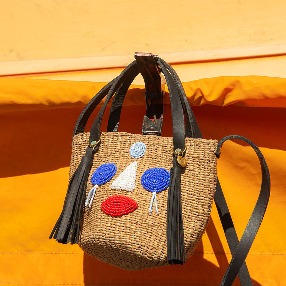 Mifuko Paper and Glass beads Shopper basket Kiondo Shopper basket | Anyango design multicolour Xs high fashion fair trade handmade treasure handbag