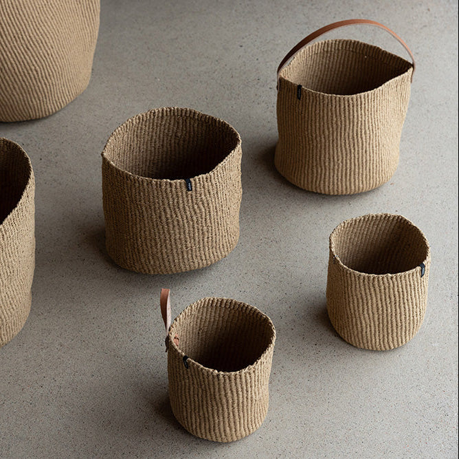 Handwoven white basket with handles XXL