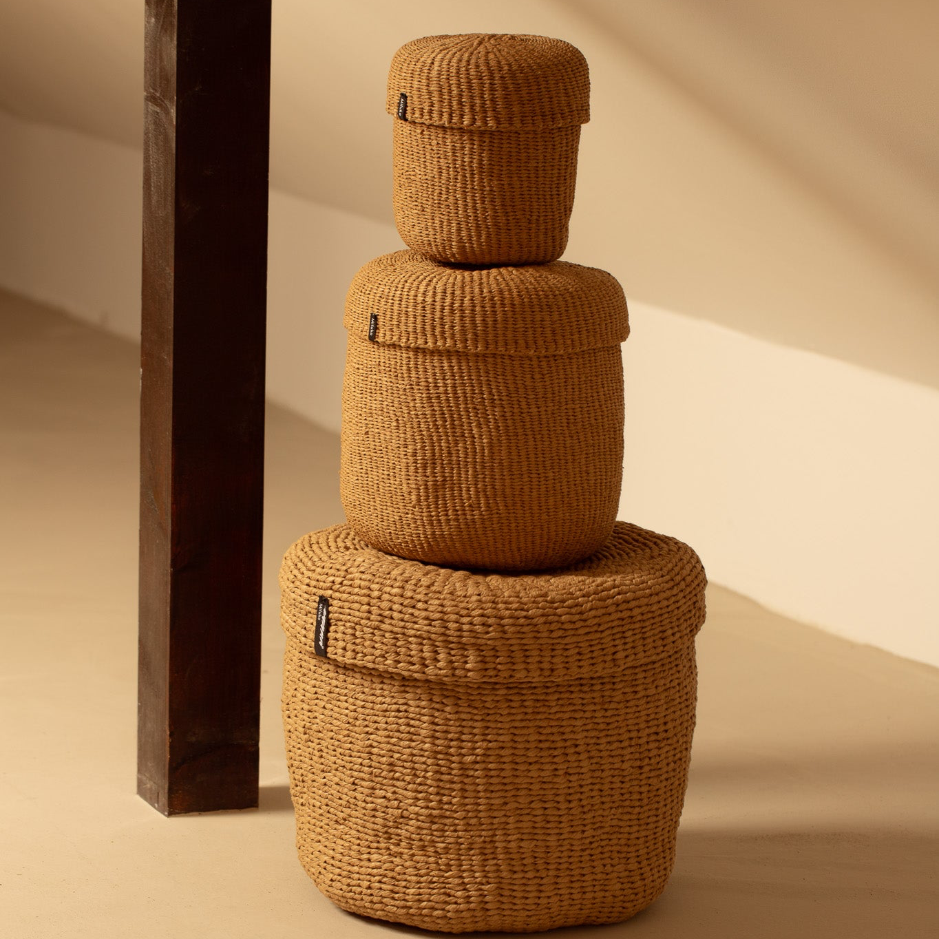Kiondo basket with lid | Brown XS