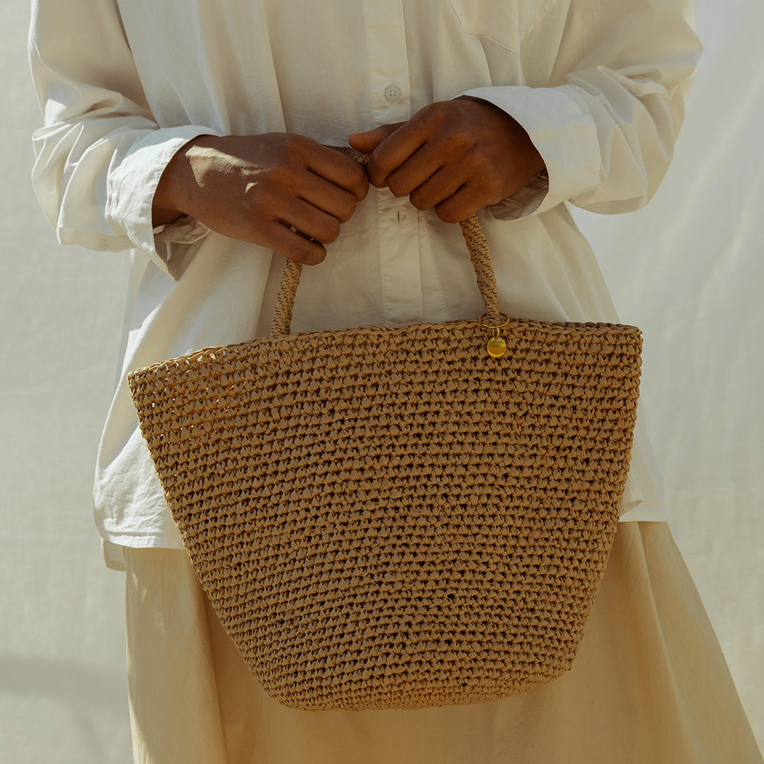 Basket bag | Crocheted Brown S