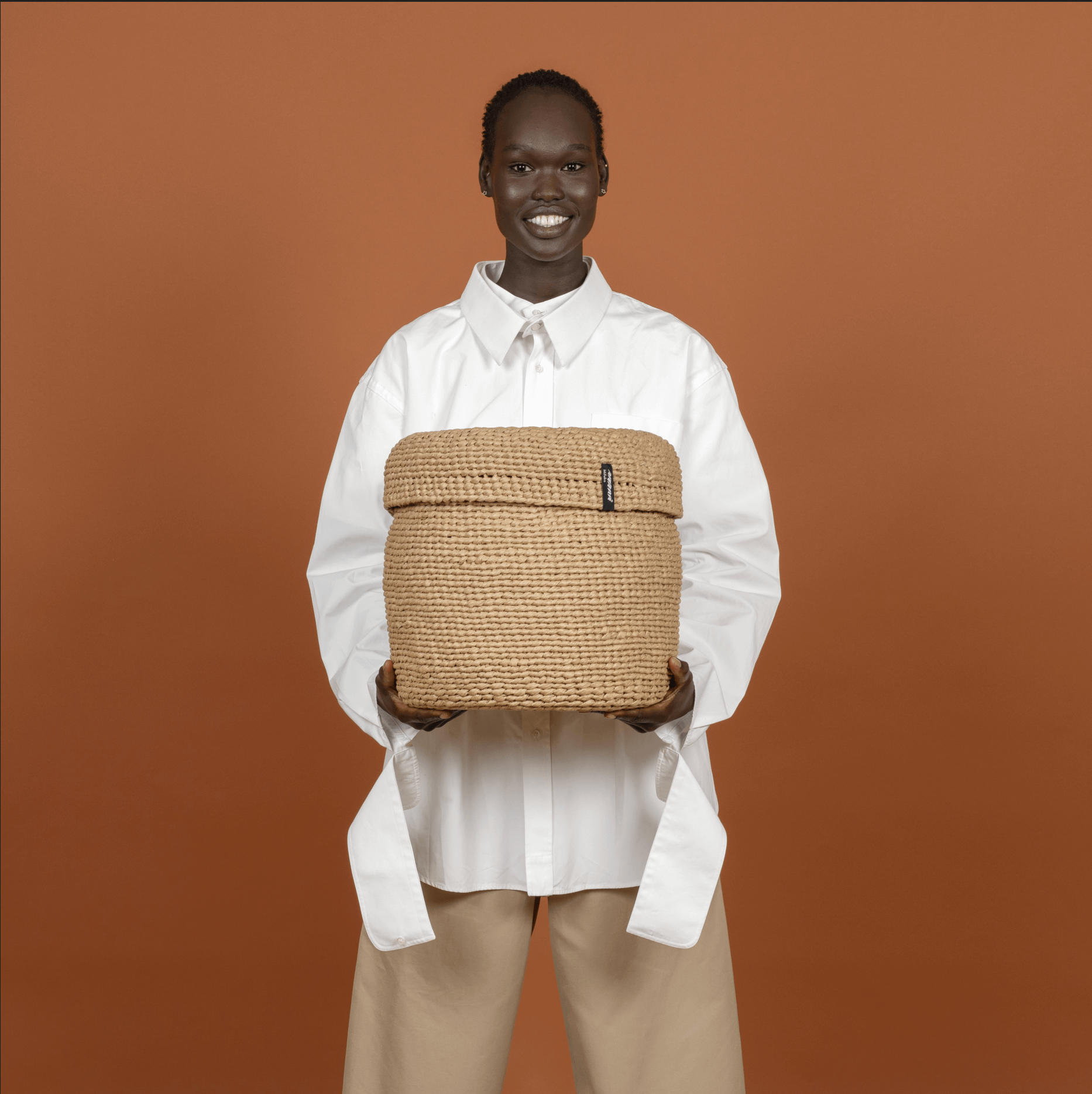 Kiondo basket with lid | Brown M