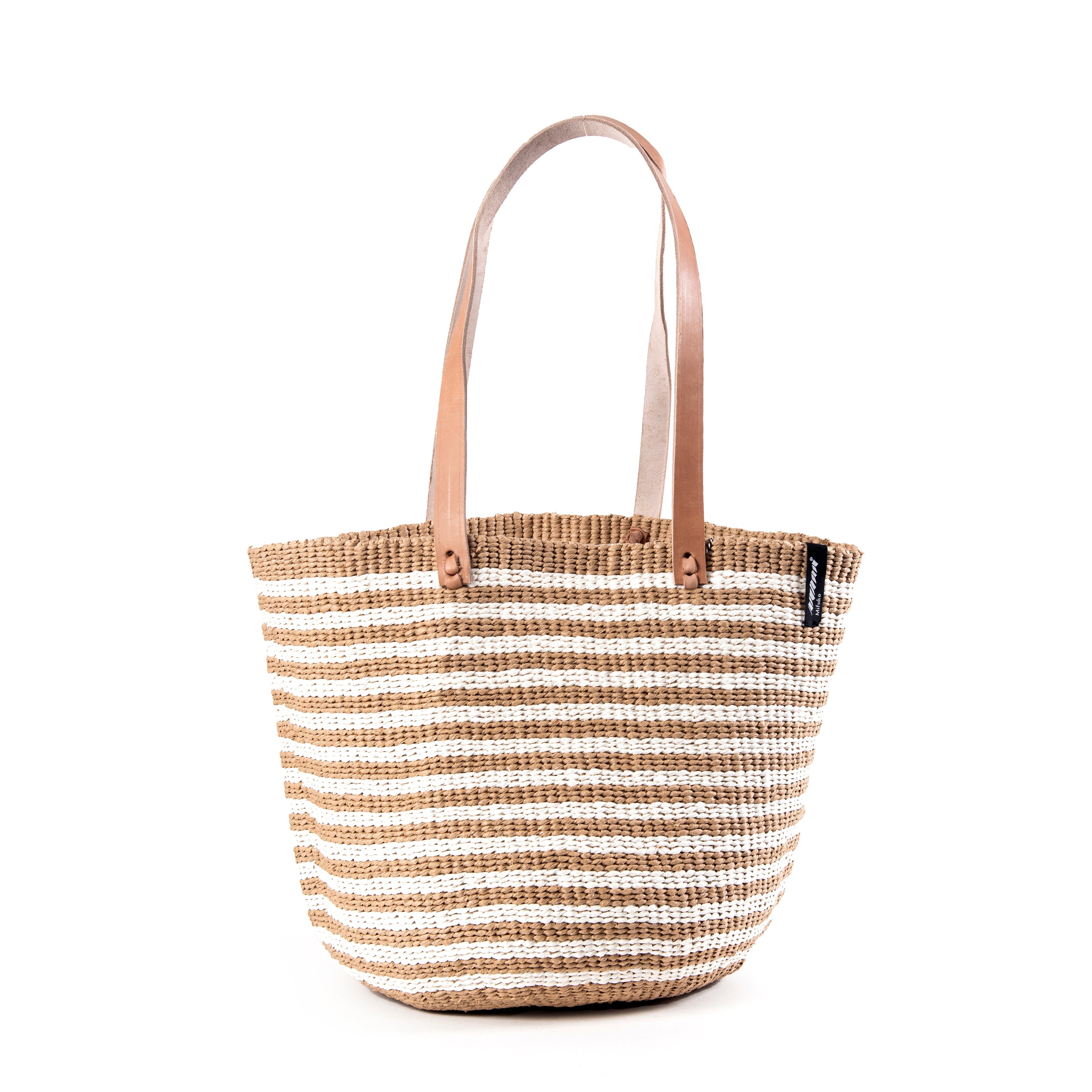 Kiondo shopper basket | Thin brown stripes M