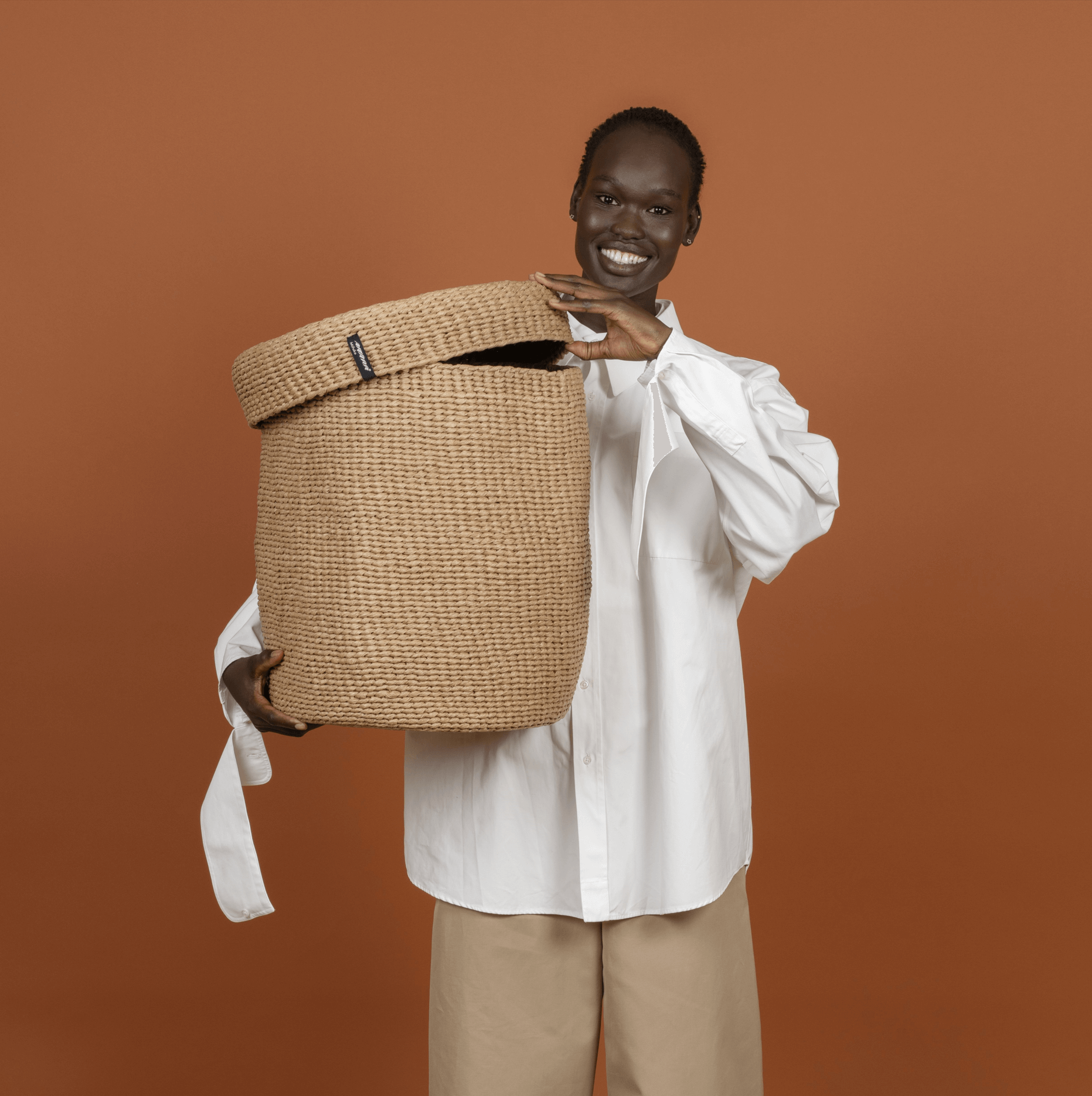 Kiondo basket with lid | Brown L