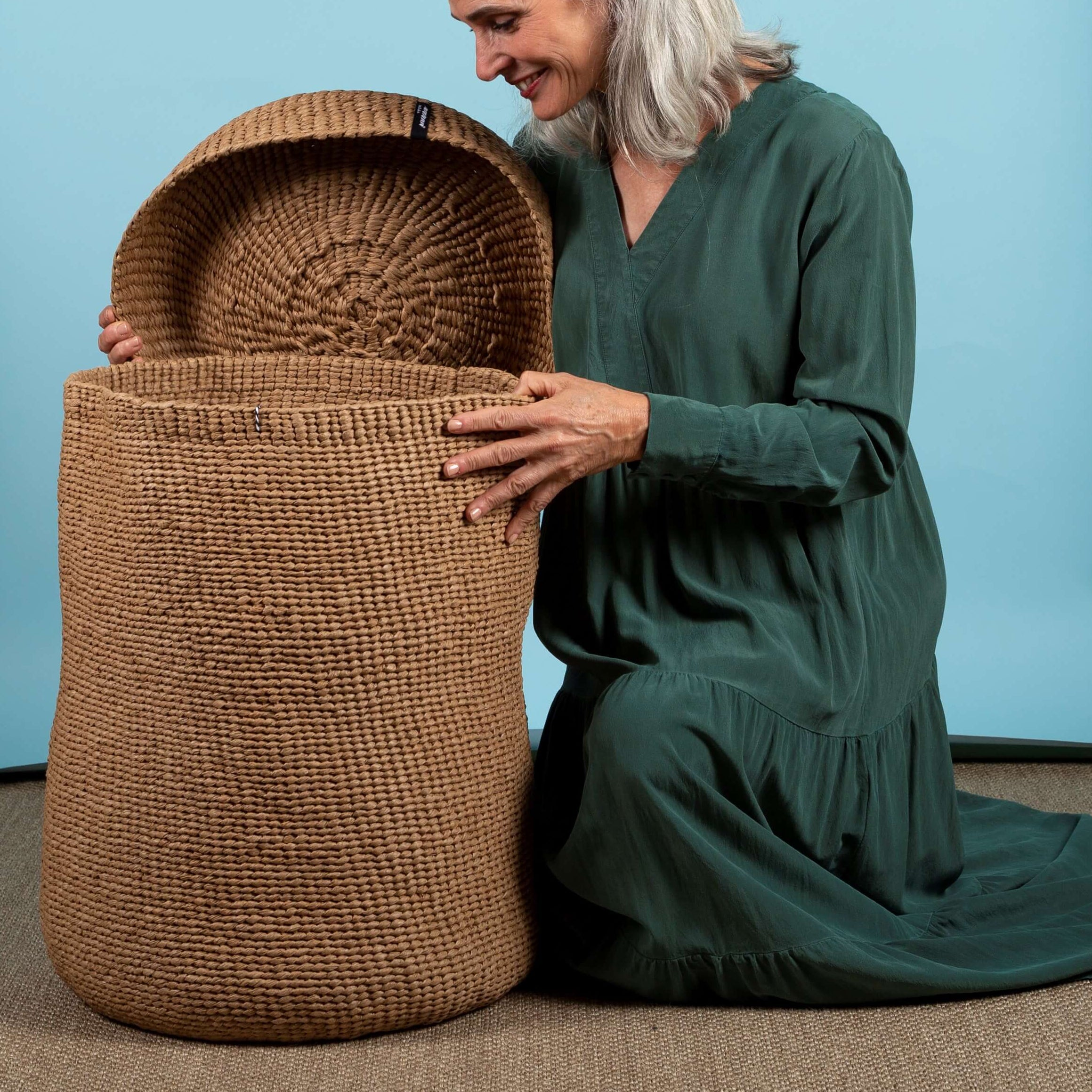 Big laundry basket with lid paper handmade fair trade