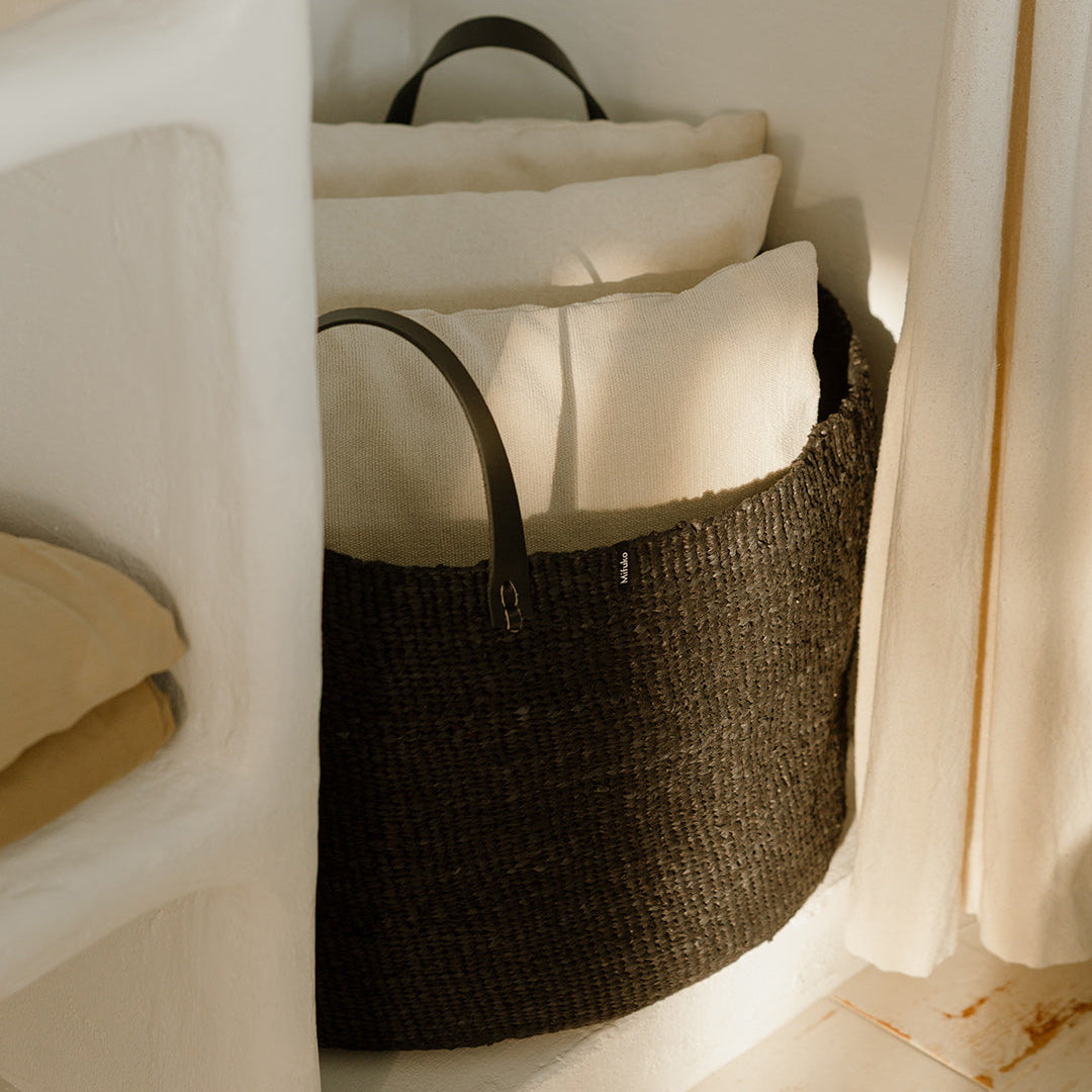 black beautiful handmade floor basket