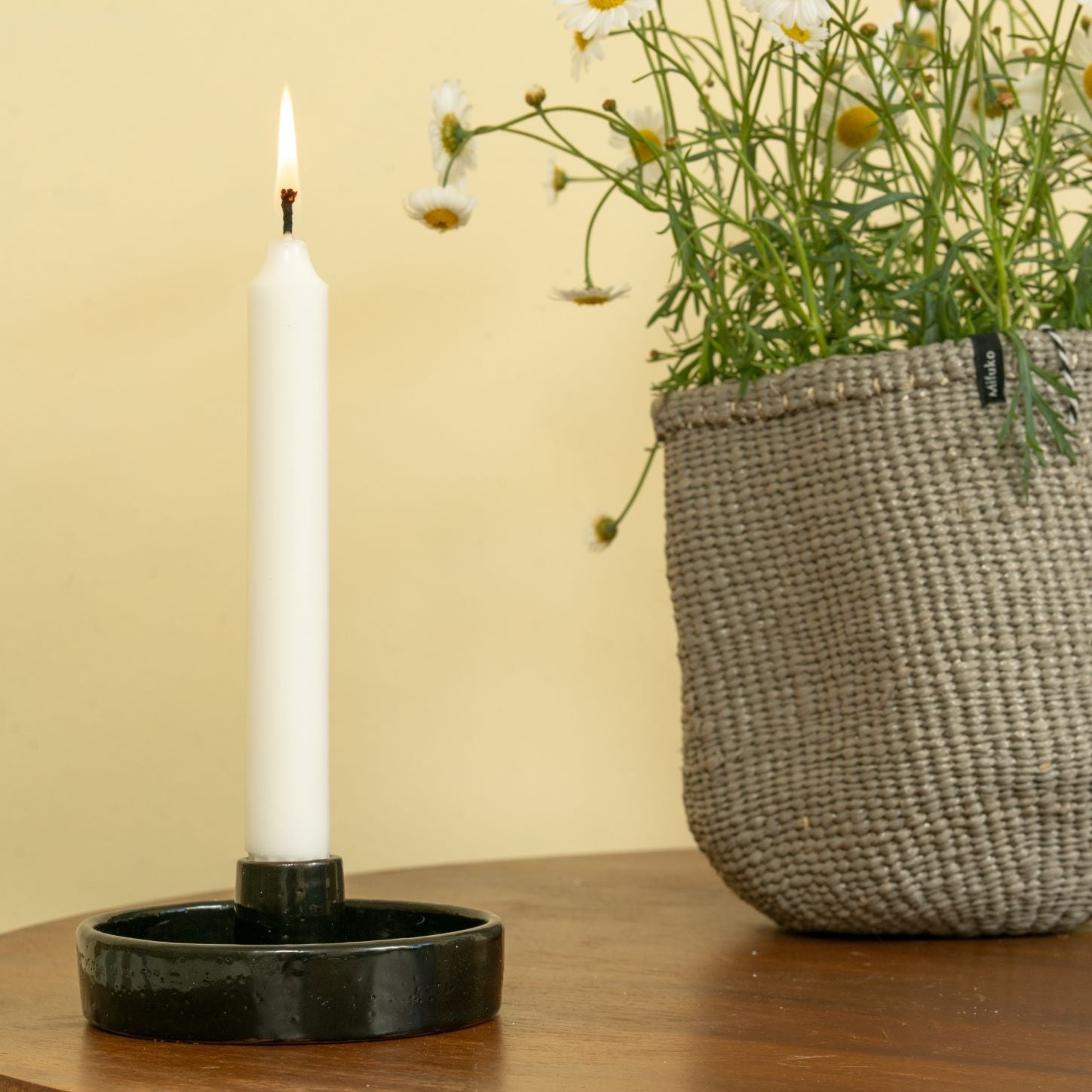Ceramic candle holder - Black