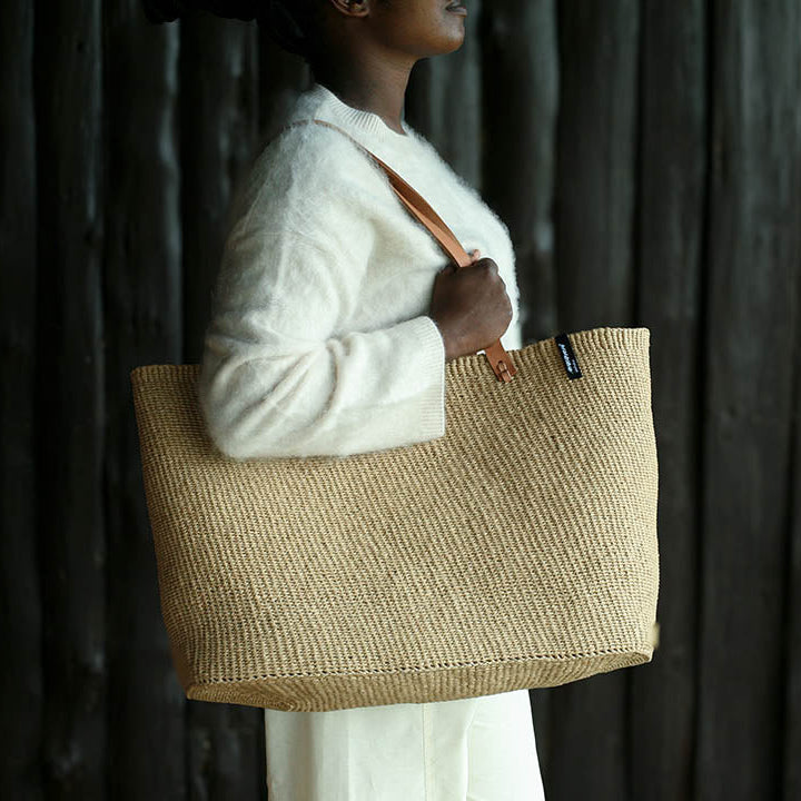 Big oval shopper brown with leather handles