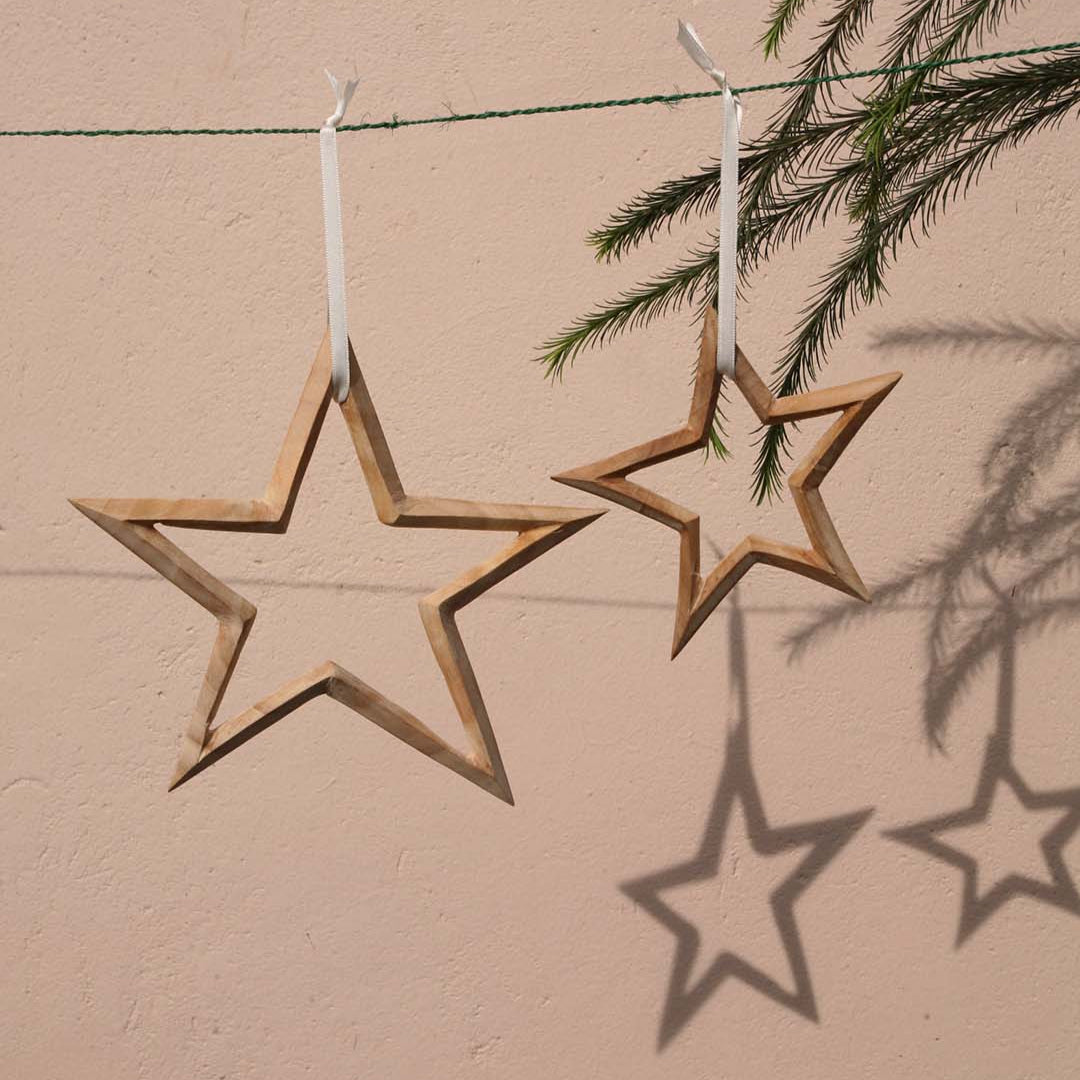Handmade wooden star ornament S