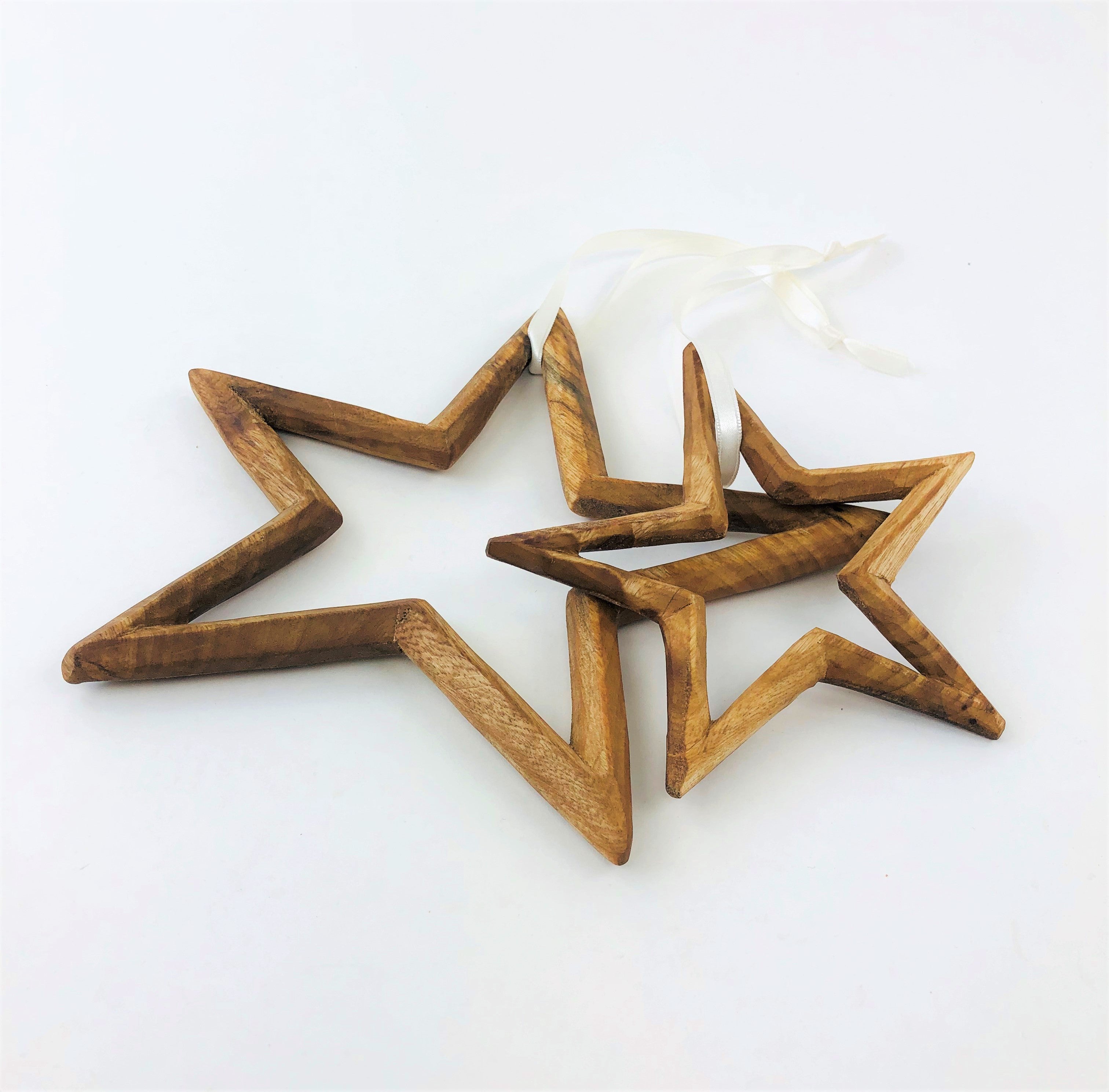 Handmade wooden star ornament S