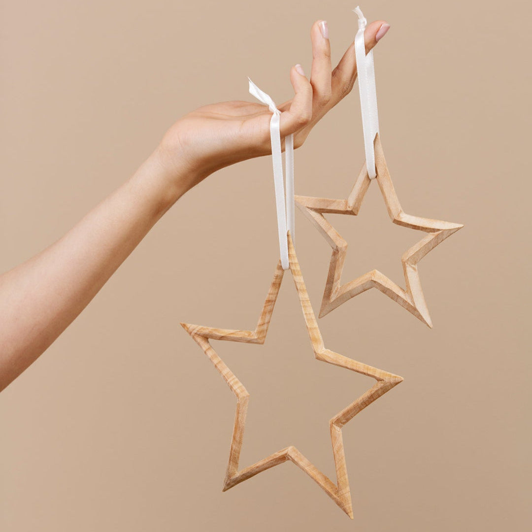 Handmade wooden star ornament XS