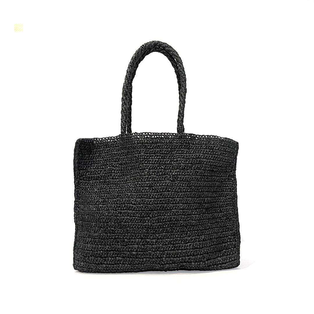 crocheted square bag black handmade fair trade