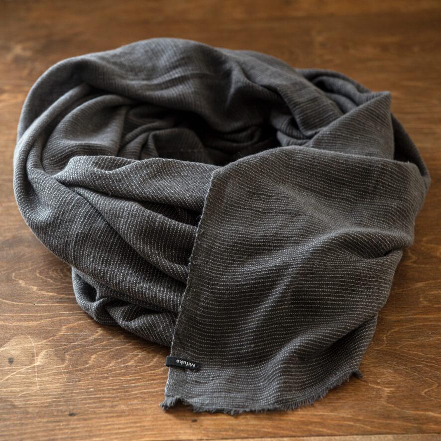 Mifuko 65 % silk and 35 % cotton Scarf One size Skafu scarf | Grey plain weave L