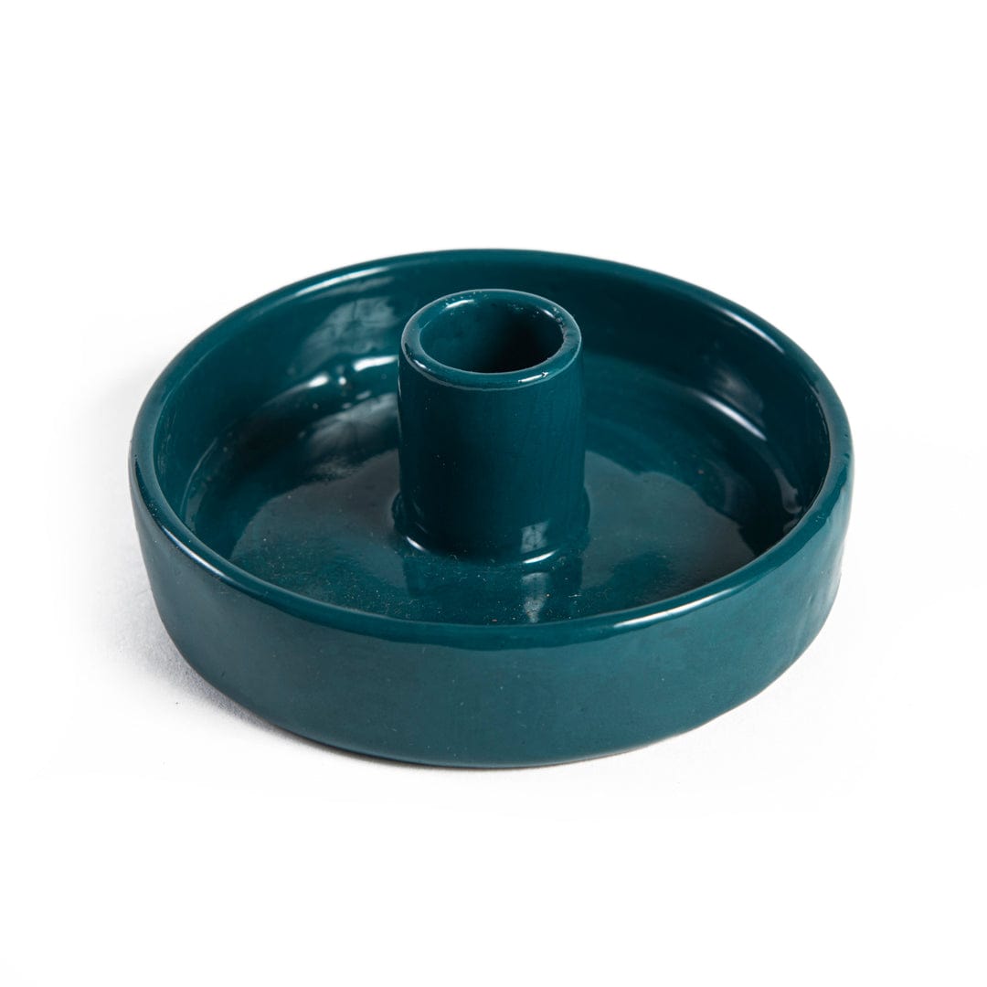 Mifuko Ceramic Candle holder One size Ceramic candle holder - Petrol blue