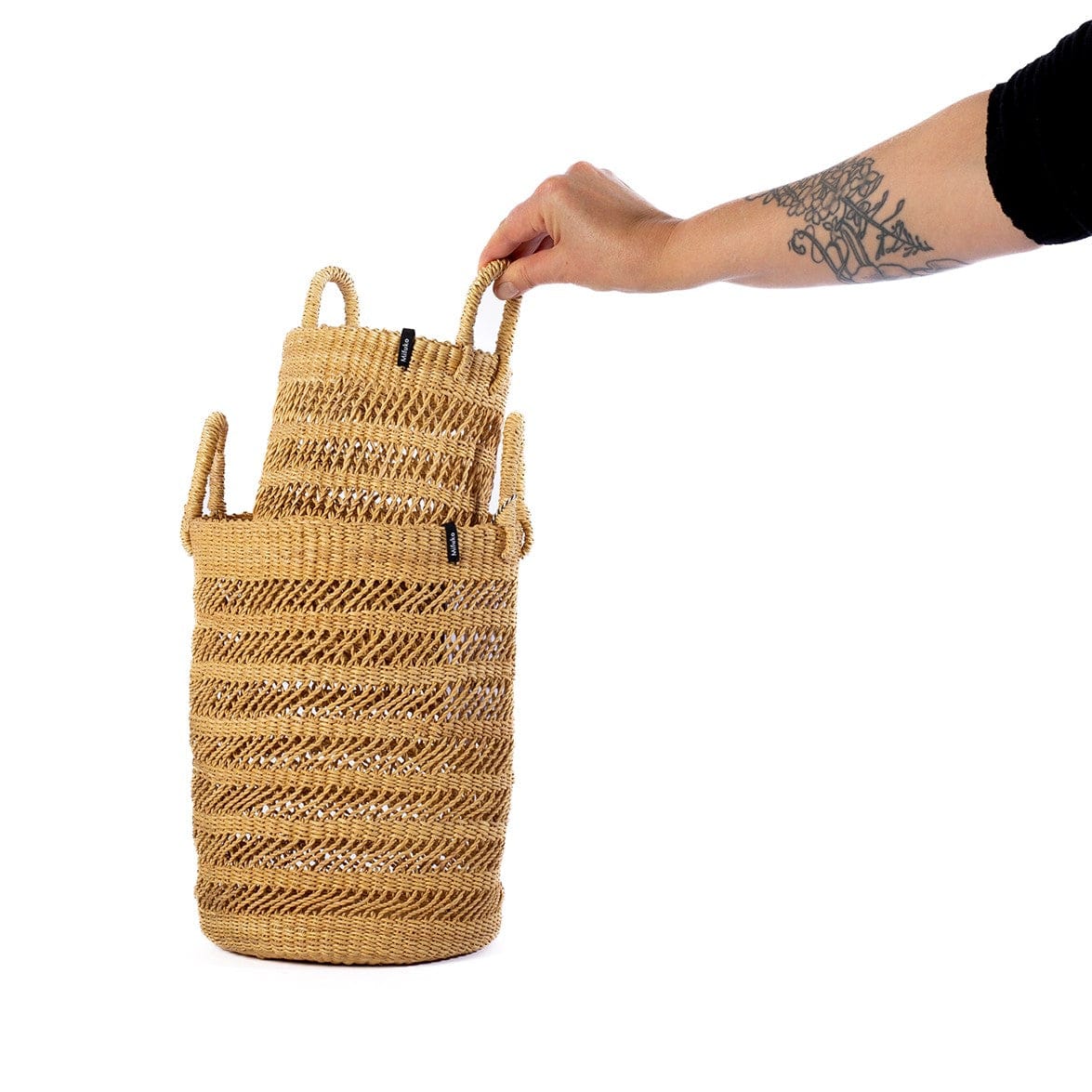 Mifuko Elephant grass Basket set Bolga set of two baskets | Natural open weave