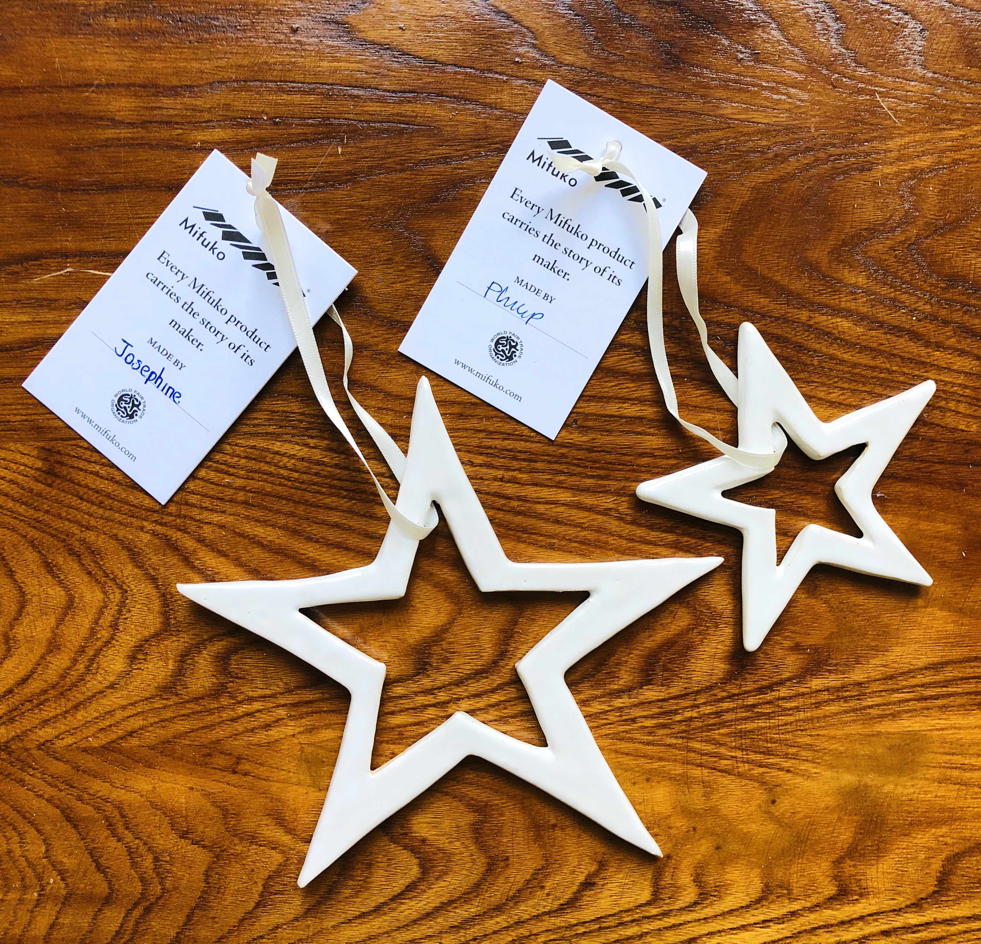 Handmade fair trade Ceramic Ceramic ornament | White star S