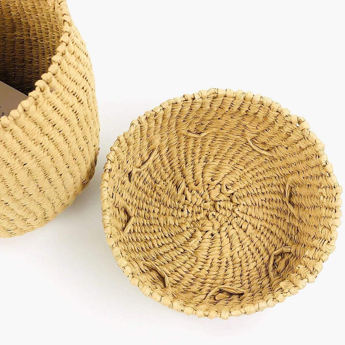 Handmade fair trade Paper Kiondo basket | Brown with lid XS
