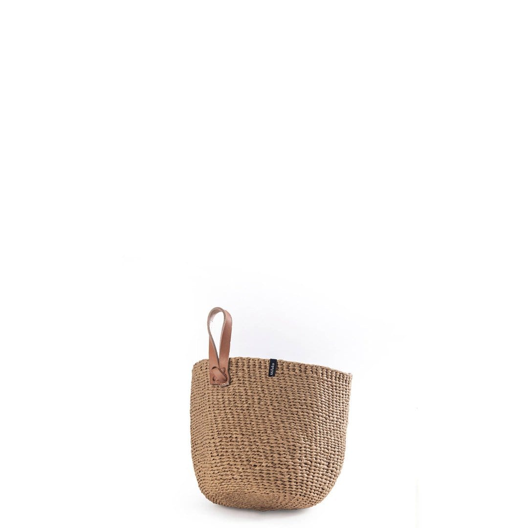 Handmade fair trade Paper Kiondo basket | Brown with loop XS