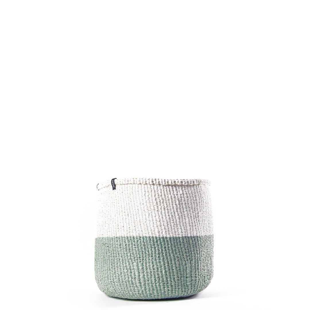 Handmade fair trade Partly recycled plastic and sisal Kiondo basket | White and light green duo S