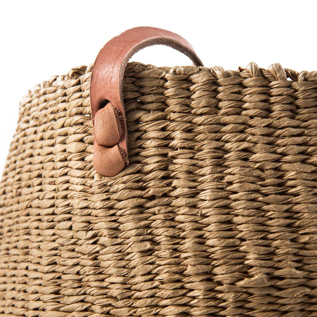 Handmade fair trade Paper Kiondo hanging basket | Brown S