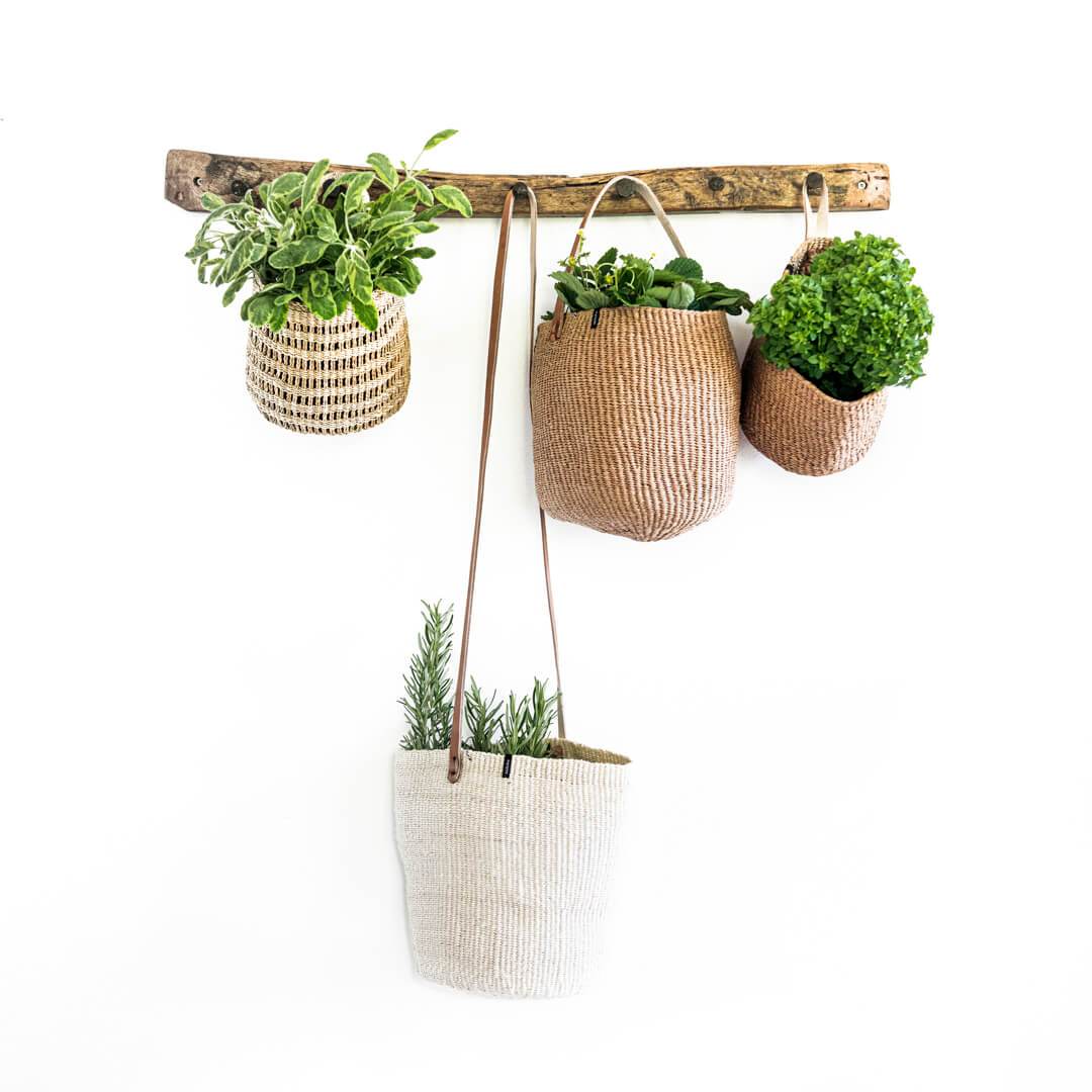 Handmade fair trade Sisal Kiondo hanging basket | Natural S