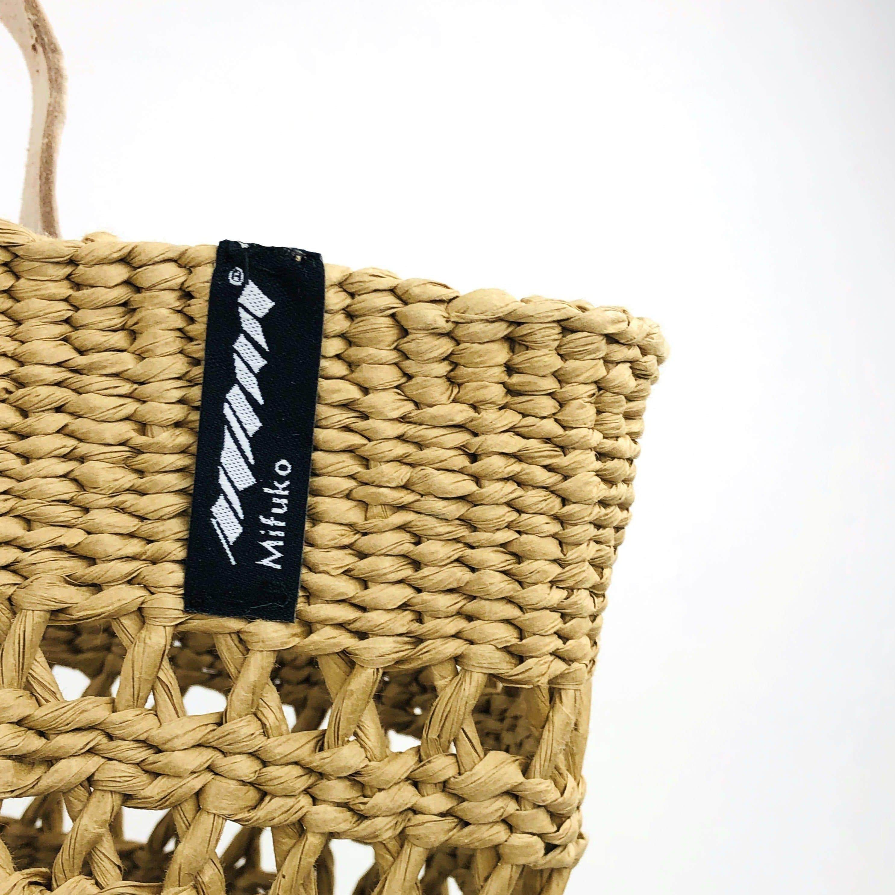 Handmade fair trade Paper Kiondo shopper basket | Brown open weave M