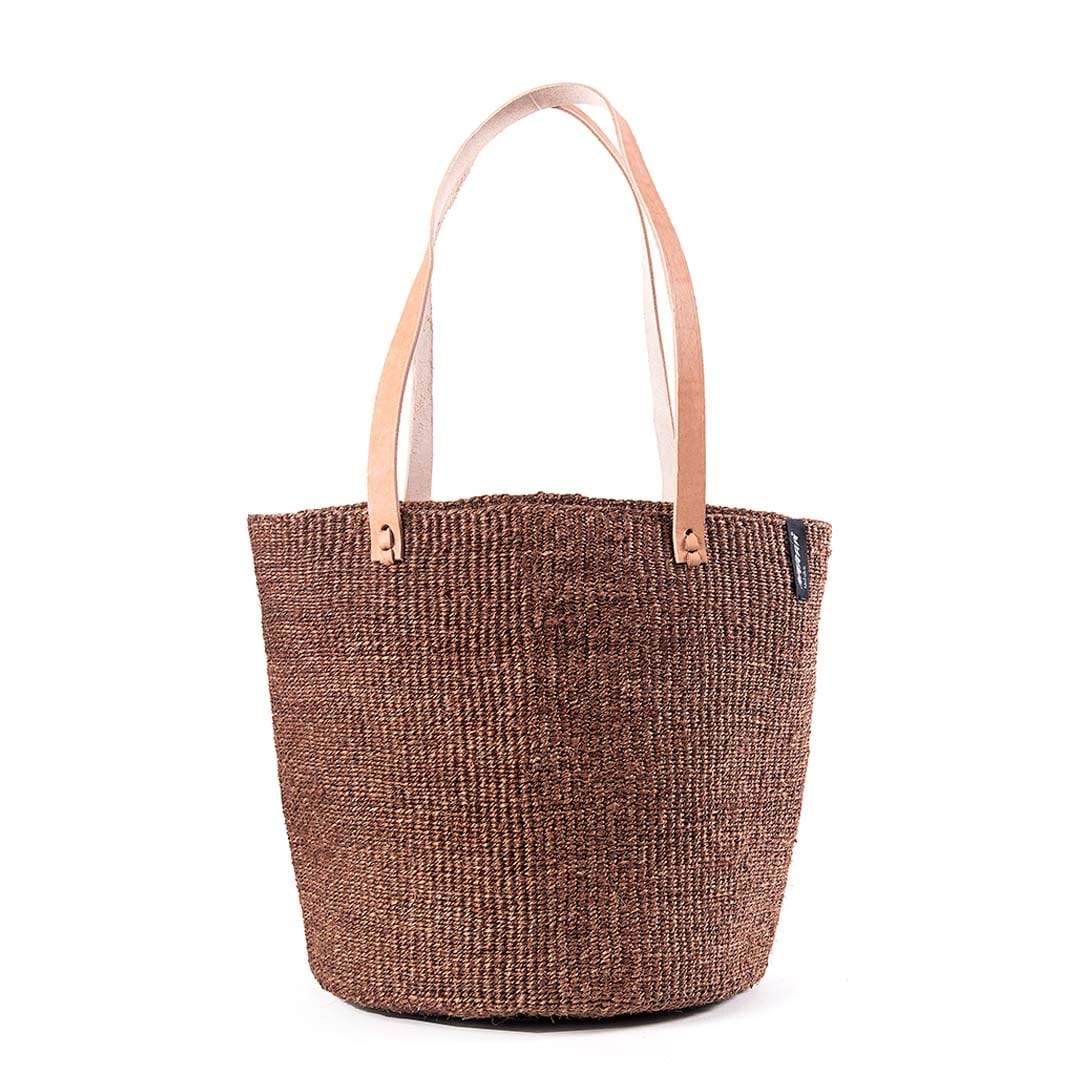 Handmade fair trade Sisal Kiondo shopper basket | Dark brown M