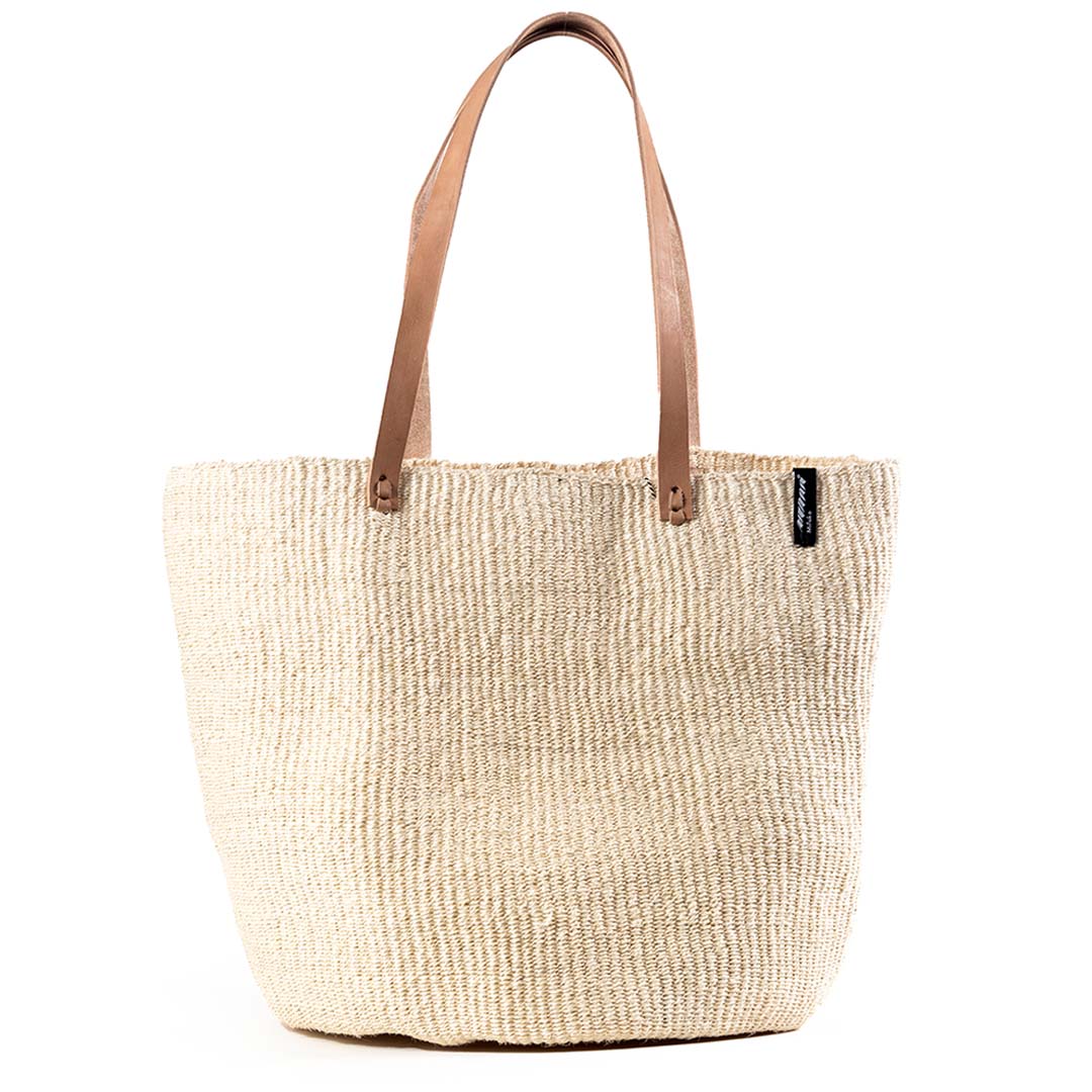 Handmade fair trade Sisal Kiondo shopper basket | Natural L