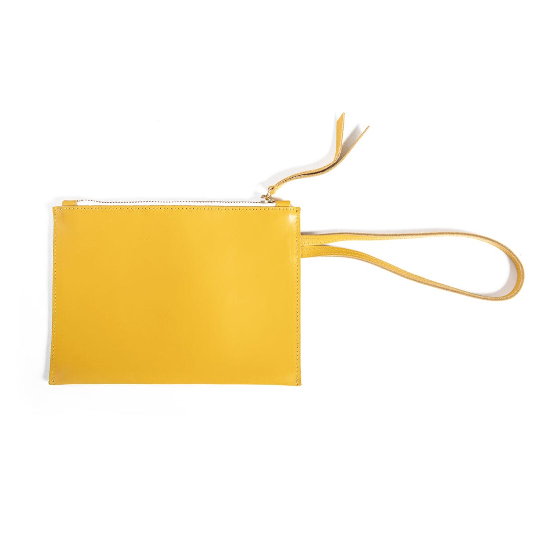 Handmade fair trade Cotton Leather pouch | Yellow