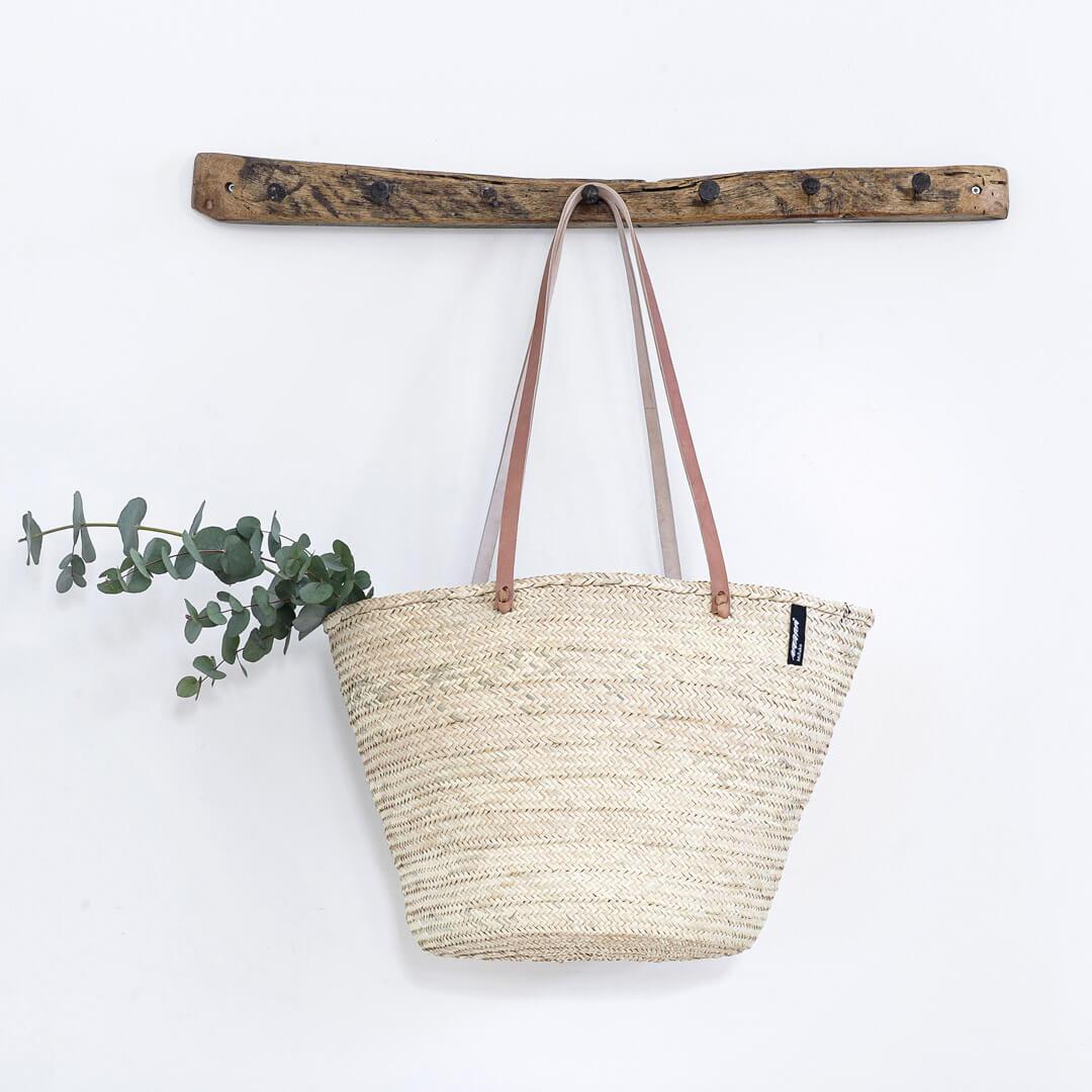 Handmade fair trade Palm tree leaves Mkeka shopper basket | Natural M