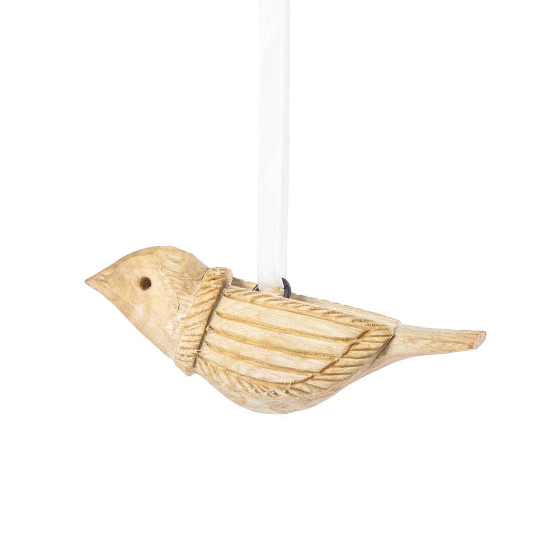 Handmade wooden bird ornament