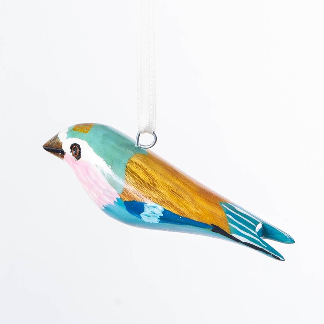 Handmade fair trade Jacaranda wood Wooden ornament | Lilac-breasted roller