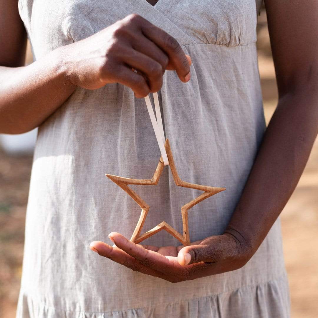 * vintage ornament ❀ * ステキな鶏さん オーナメント Handmade wooden star ornament XS