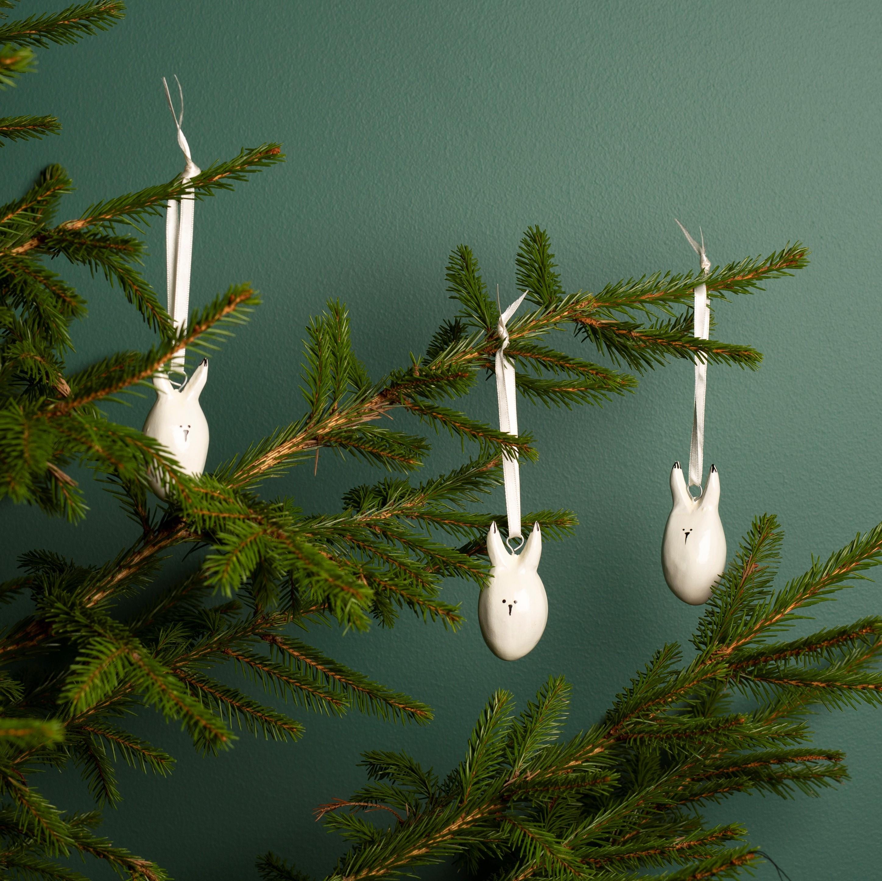 Mifuko Jacaranda wood Ornament One size Wooden ornament | White bunny