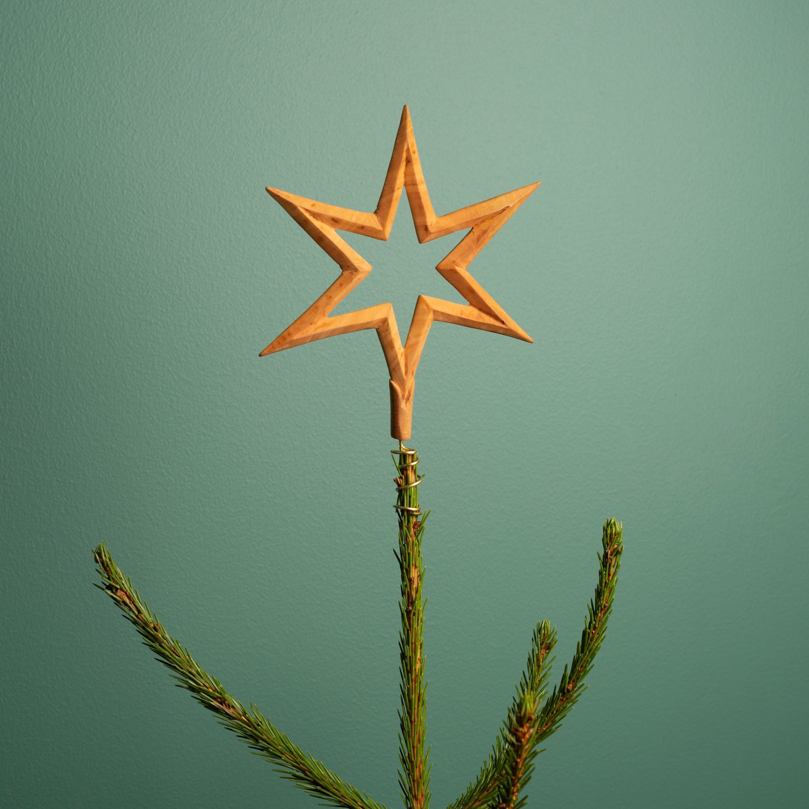 Mifuko Jacaranda wood Ornament Wooden ornament | Christmas tree star