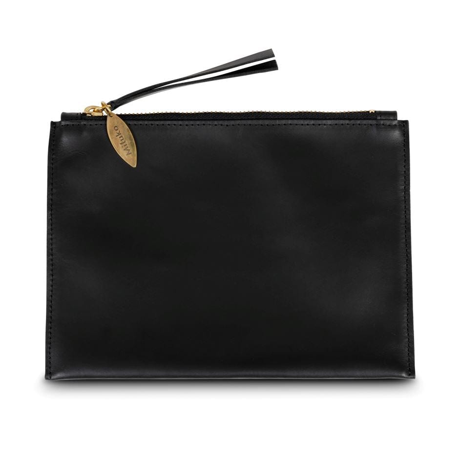 Mifuko Leather and cotton Pouch Leather pouch | Black