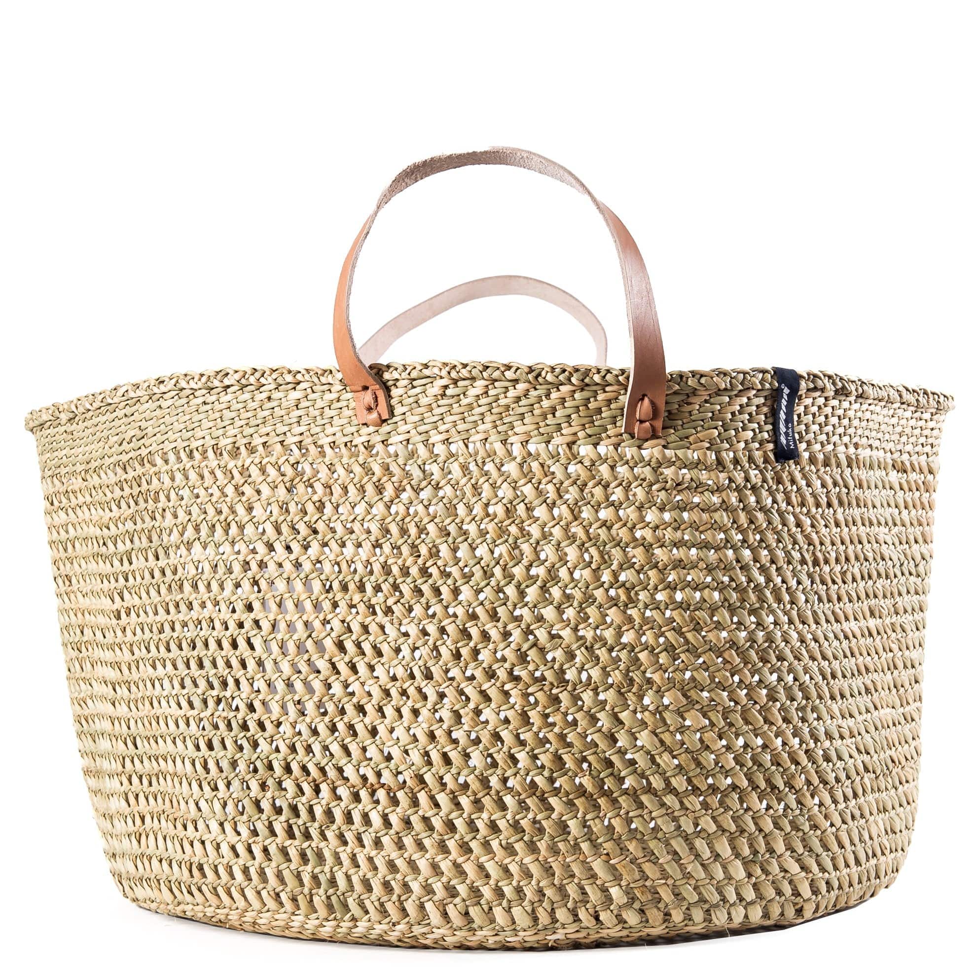 Mifuko Milulu grass Large basket with handle XXL Iringa floor basket | Natural with handles XXL