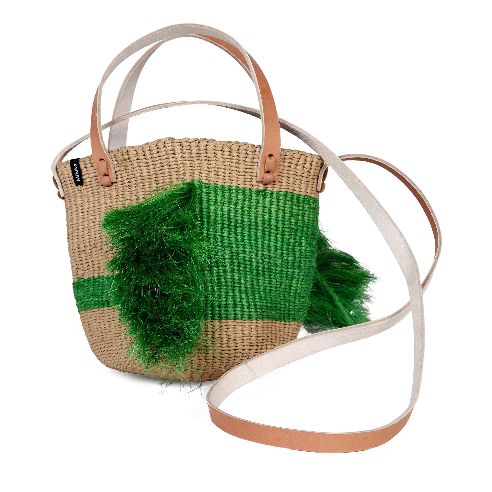 Mifuko Paper and banana fiber Shopper basket Majani shopper basket | Ervin Latimer design green XS