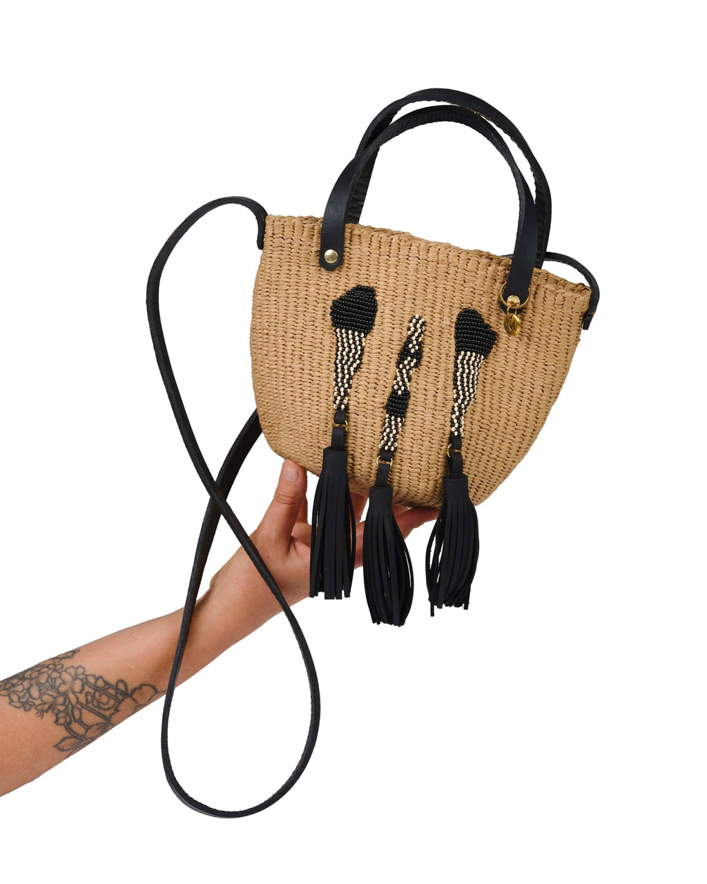 Kiondo crossbody basket bag | Anyango design black and white XS