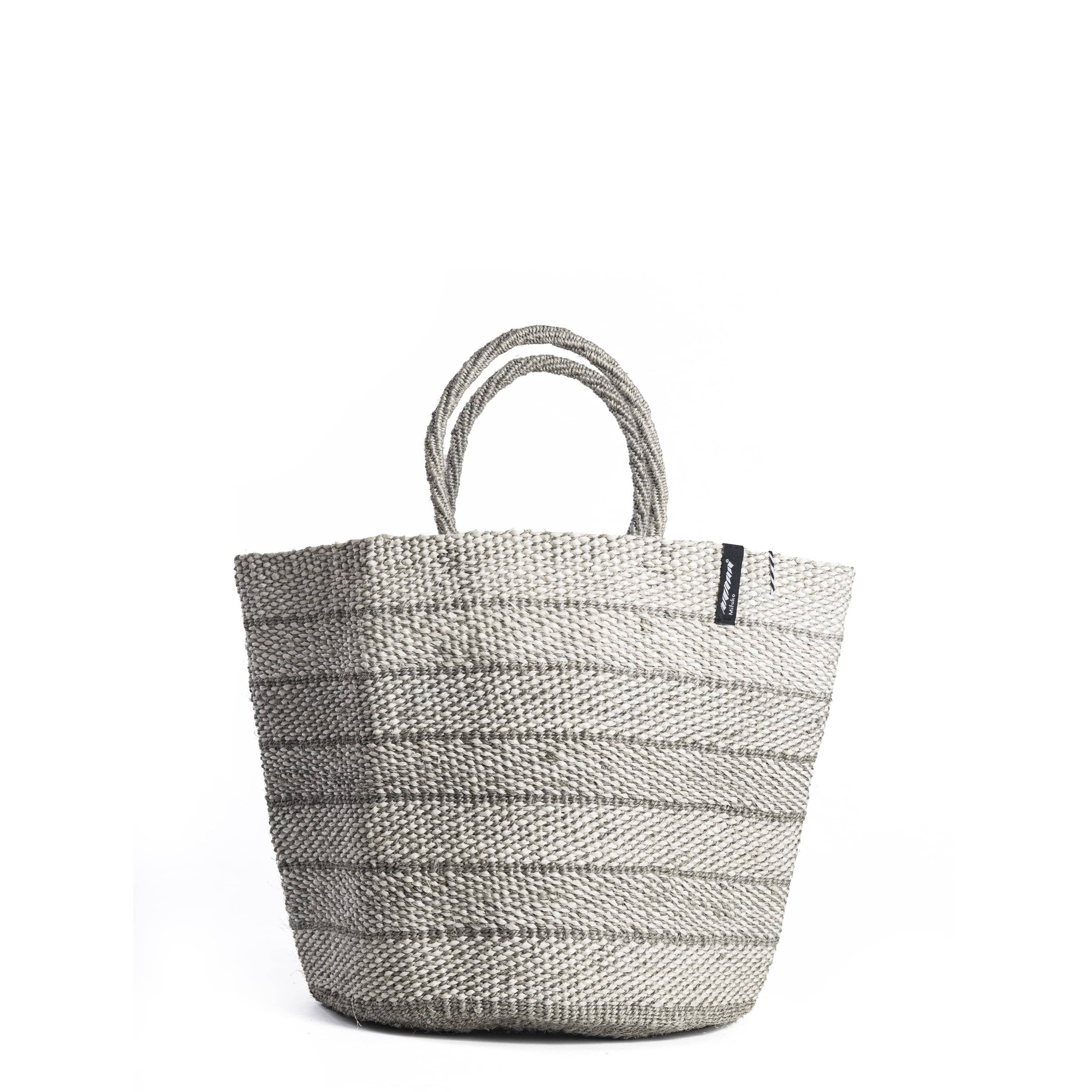 Mifuko Paper and sisal Market basket M Kiondo market basket | Grey twill weave with woven handle M