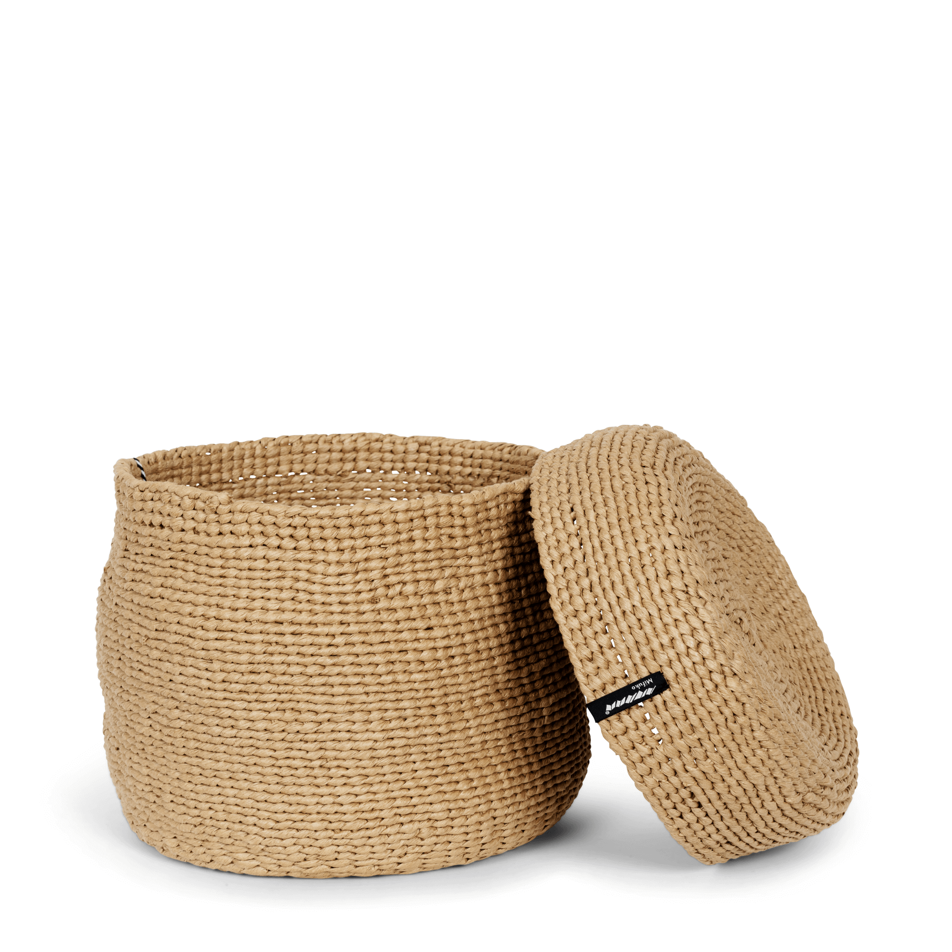 Mifuko Paper Basket with lid M Kiondo basket with lid | Brown M