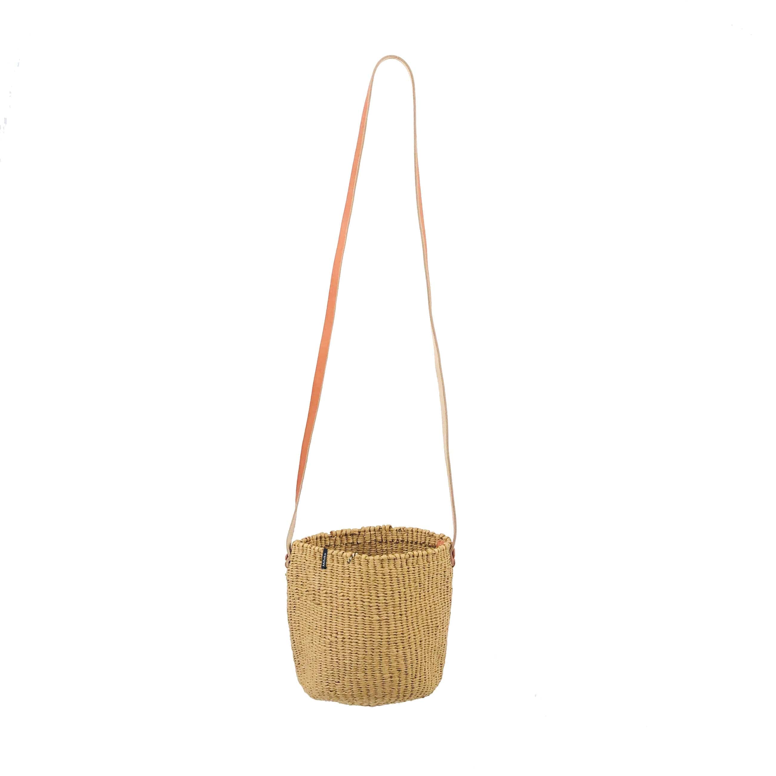 Mifuko Paper Basket with long handle XS Kiondo hanging basket | Brown XS